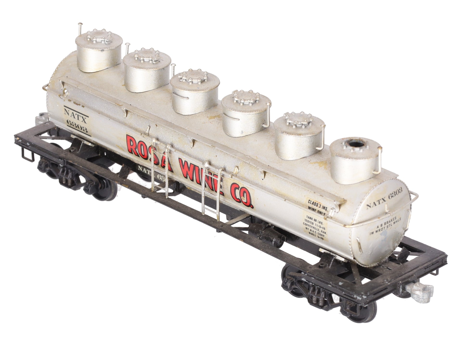 O Scale BRASS Custom Rosa Wine Co. Tank Car #63 (2 Rail)