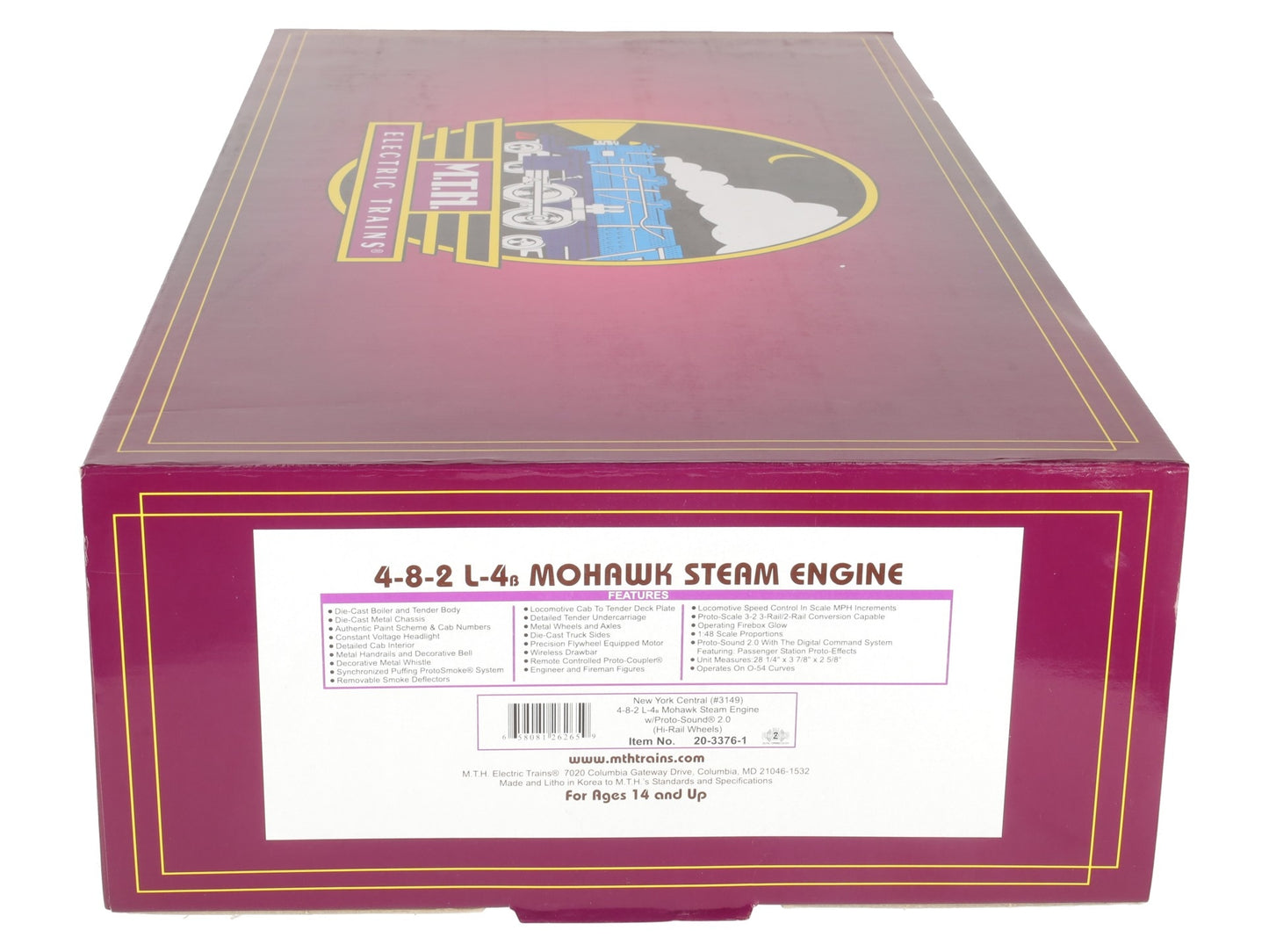 MTH 20-3376-1 NYC 4-8-2 L-4b Mohawk Steam Loco w/PS2 #3149 LN/Box