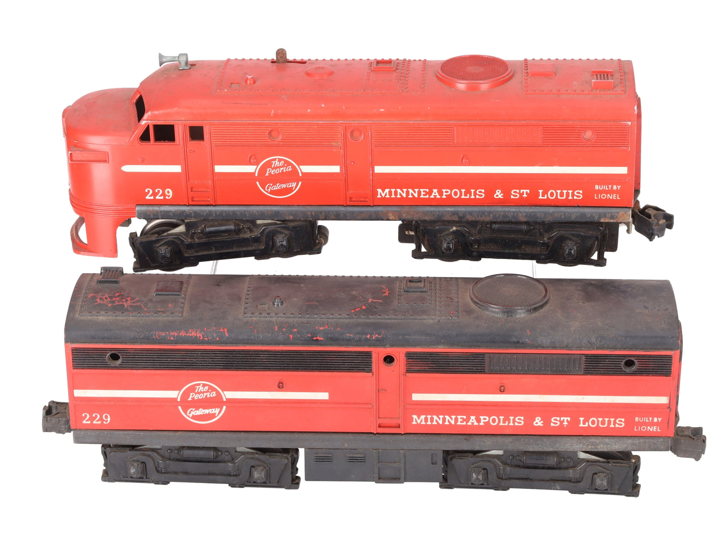 Lionel 229 Vintage O Minneapolis & St. Louis AB Diesel Locomotive Set VG