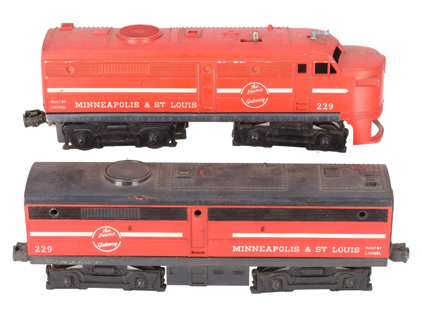 Lionel 229 Vintage O Minneapolis & St. Louis AB Diesel Locomotive Set VG
