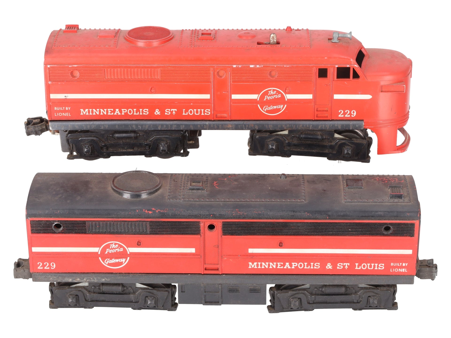 Lionel 229 Vintage O Minneapolis & St. Louis AB Diesel Locomotive Set VG