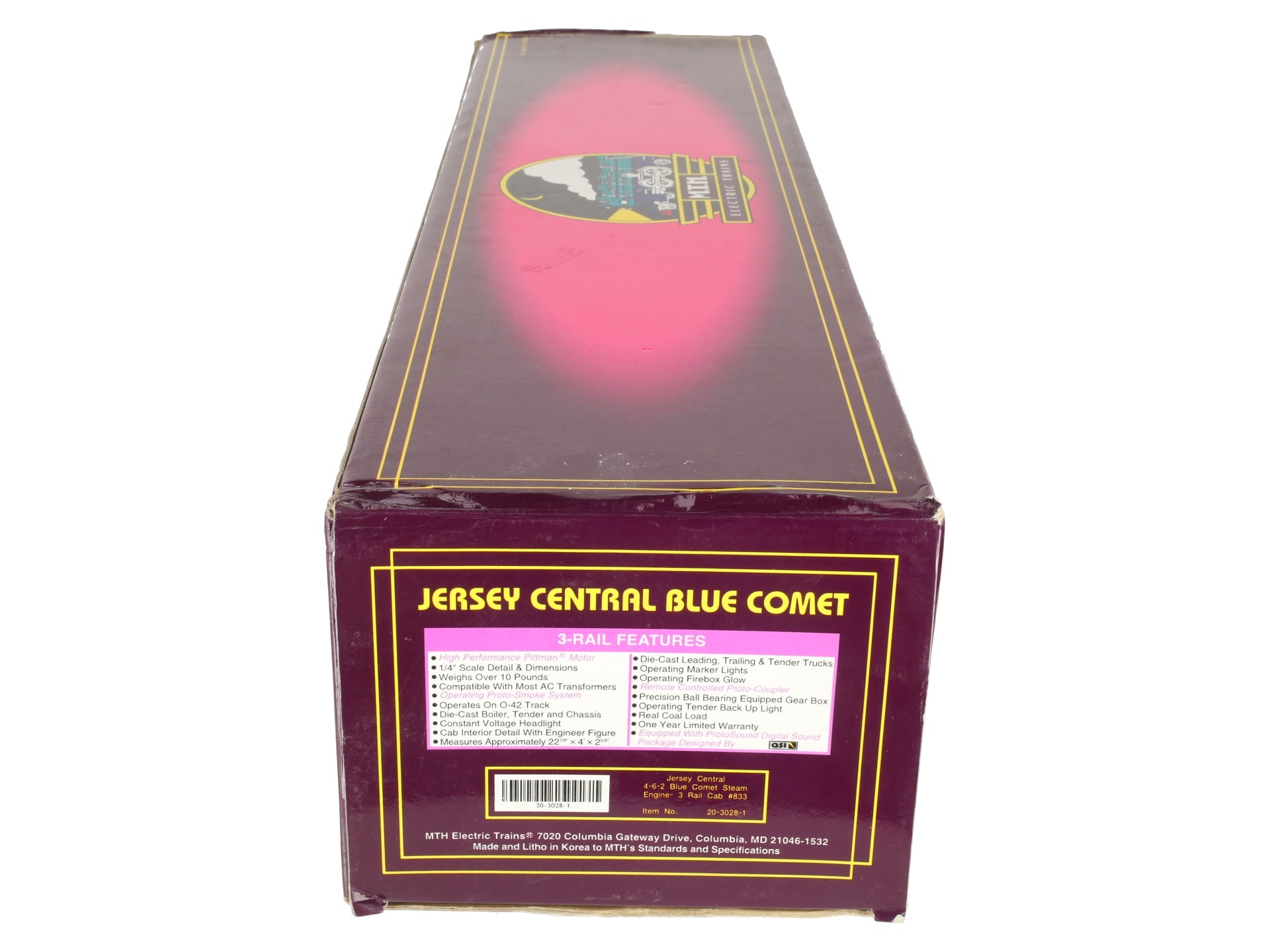 MTH 20-3028 O Gauge Blue Comet Steam Locomotive & Tender #833 EX/Box