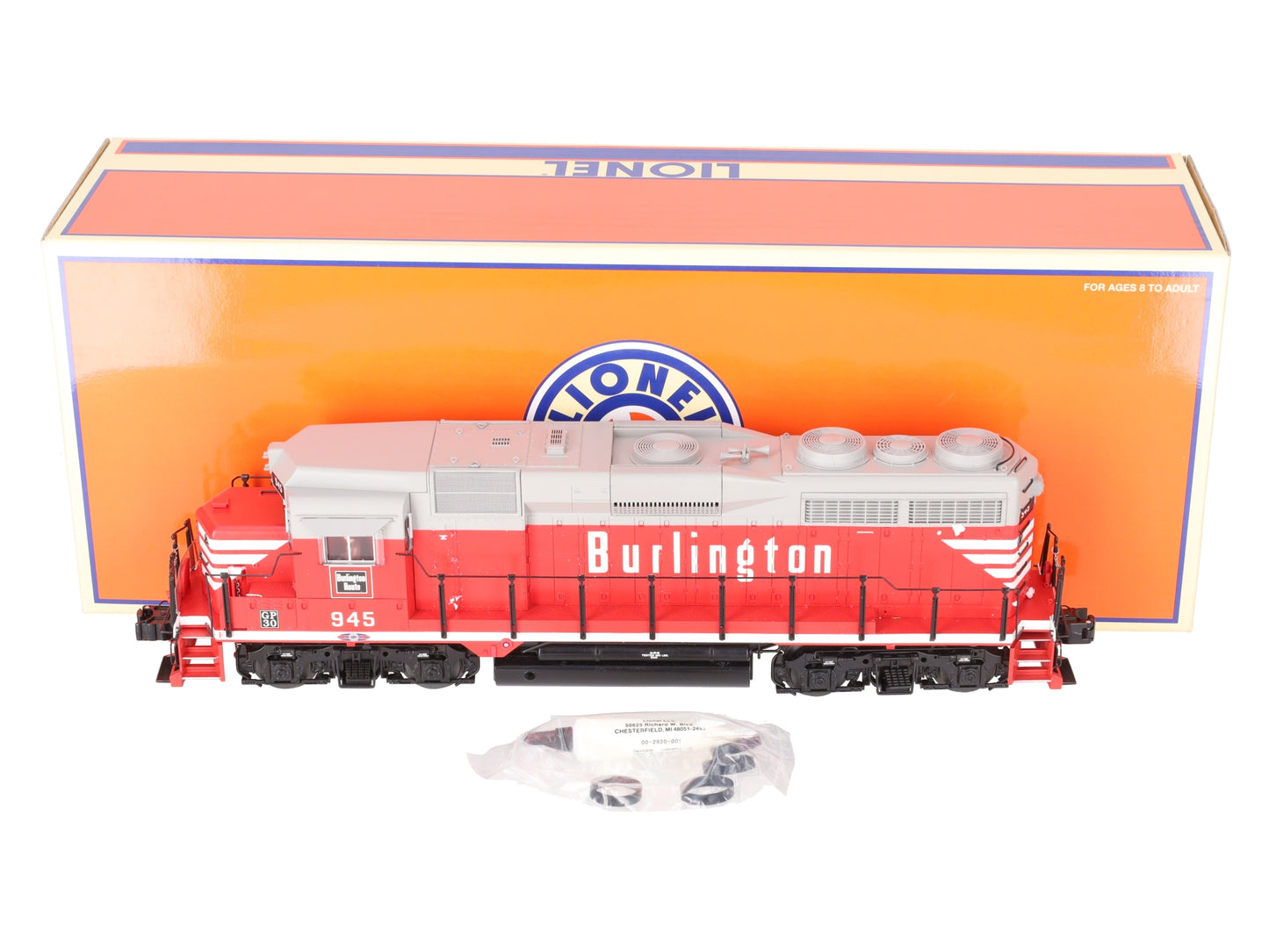 Lionel 6-28840 O Gauge Burlington GP30 Diesel Locomotive #945 w/TMCC EX/Box