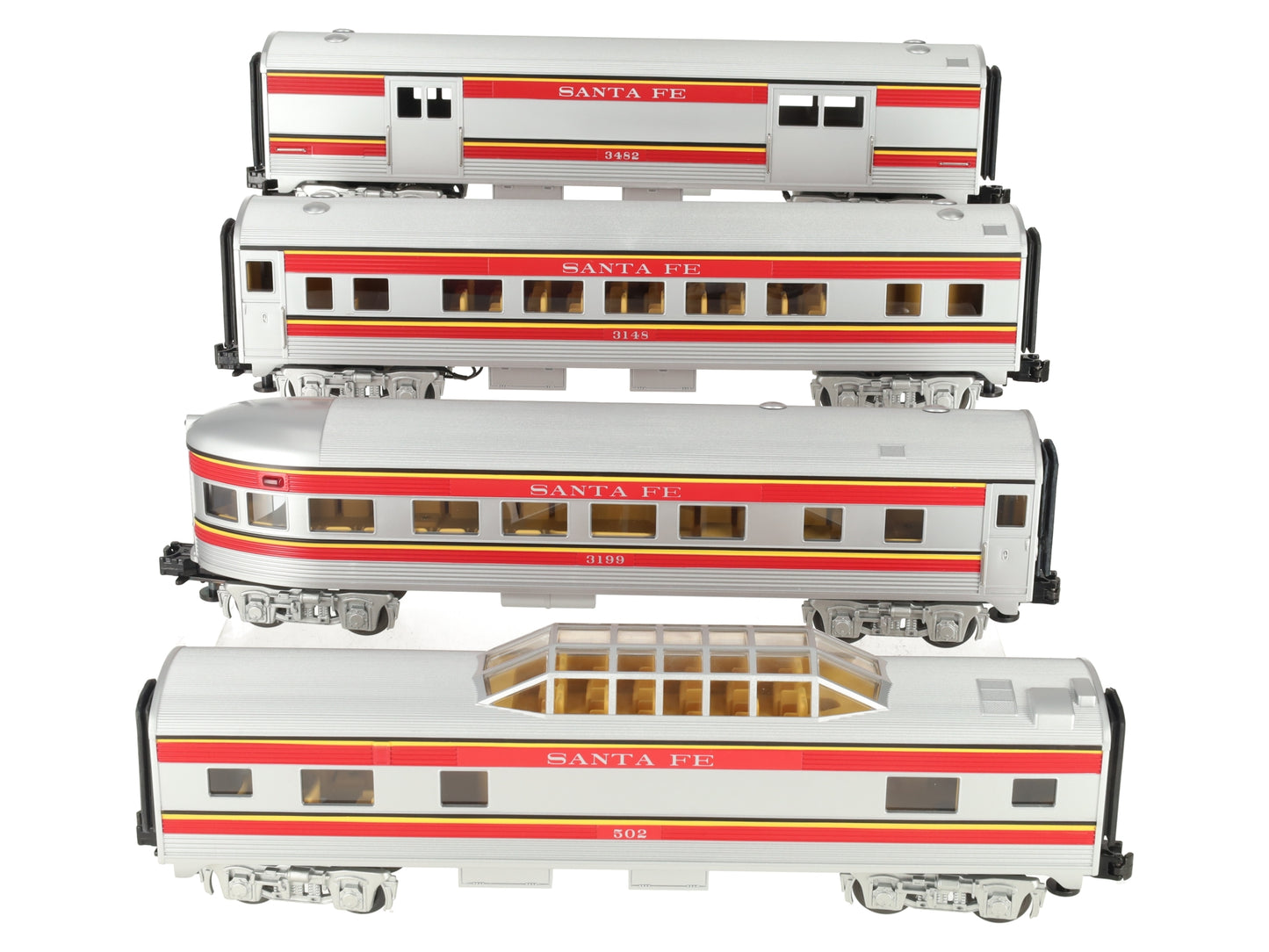 MTH 30-6103 O Santa Fe RailKing O-27 Streamlined Passenger Car Set (Set of 4) LN/Box