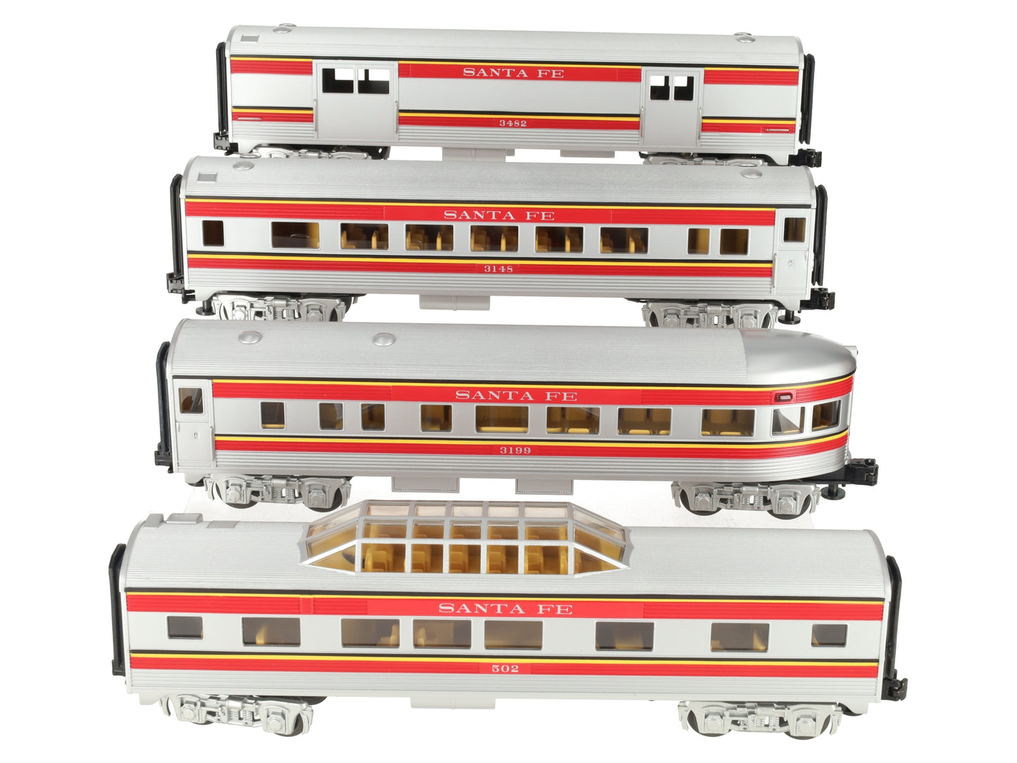 MTH 30-6103 O Santa Fe RailKing O-27 Streamlined Passenger Car Set (Set of 4) LN/Box