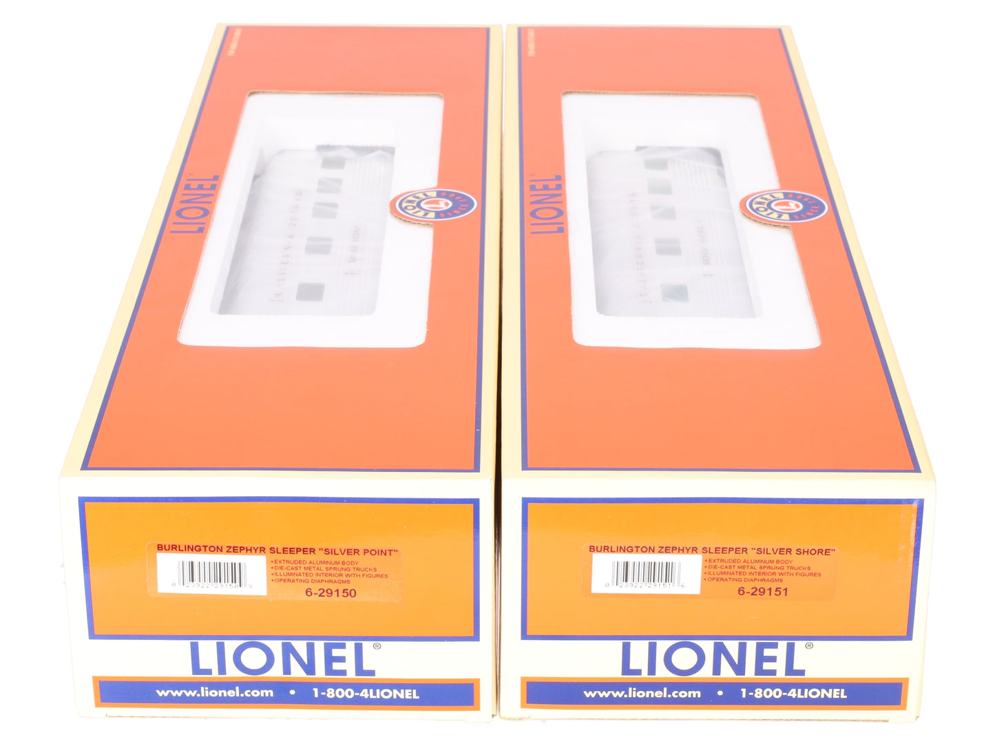 Lionel 6-29149 O Gauge Chicago Burlington & Quincy Zephyr Passenger Car Set EX/Box