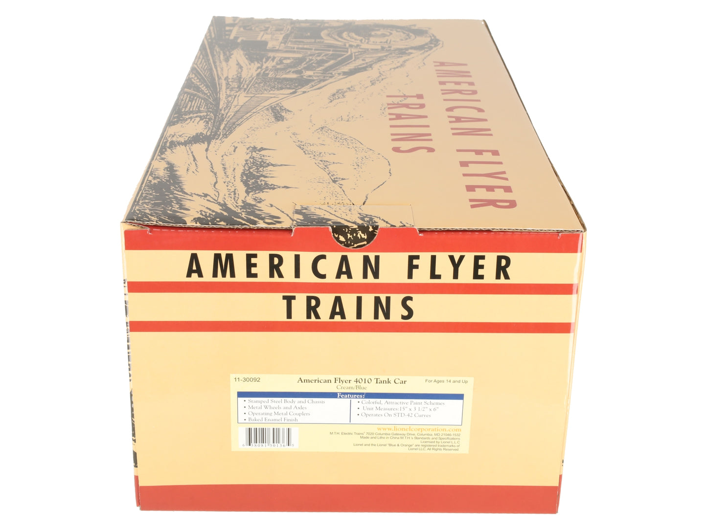 MTH 11-30092 O Gauge American Flyer Tank Lines Yellow/Blue Tank Car #4010 LN/Box