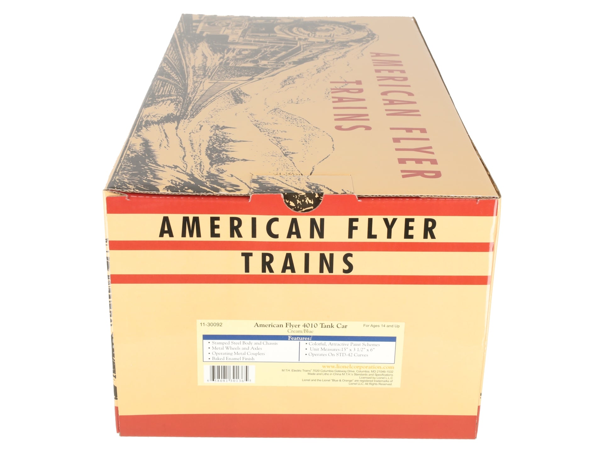 MTH 11-30092 O Gauge American Flyer Tank Lines Yellow/Blue Tank Car #4010 LN/Box