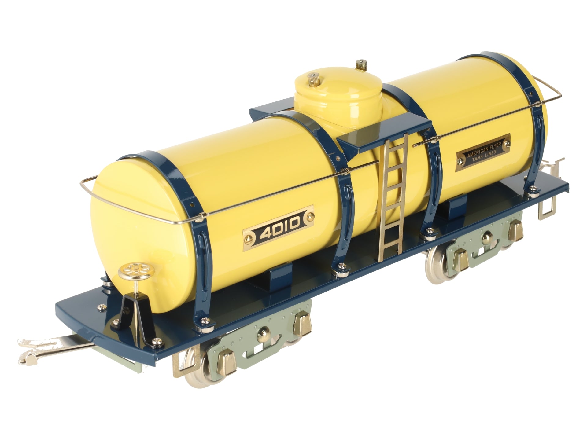 MTH 11-30092 O Gauge American Flyer Tank Lines Yellow/Blue Tank Car #4010 LN/Box
