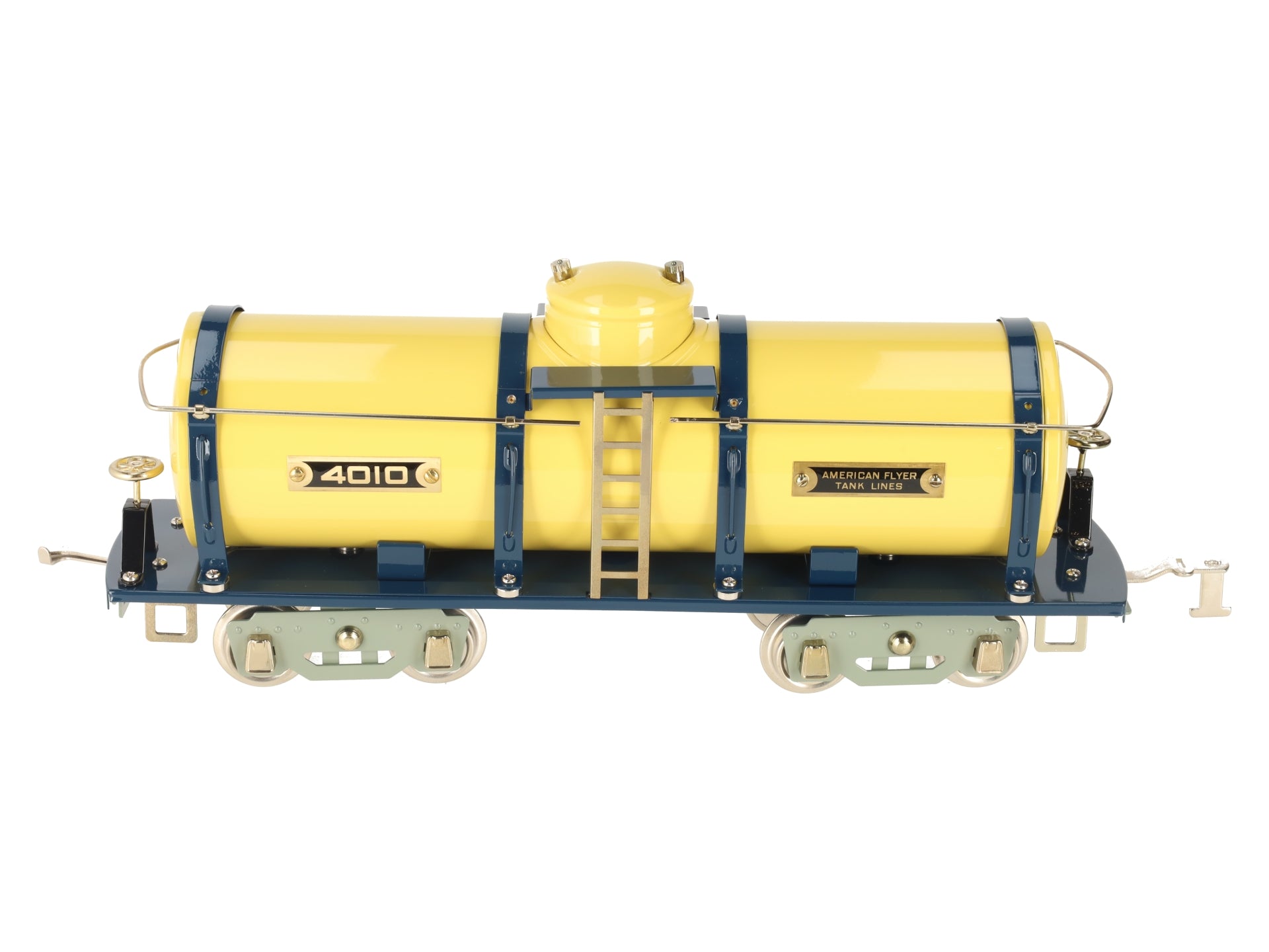 MTH 11-30092 O Gauge American Flyer Tank Lines Yellow/Blue Tank Car #4010 LN/Box