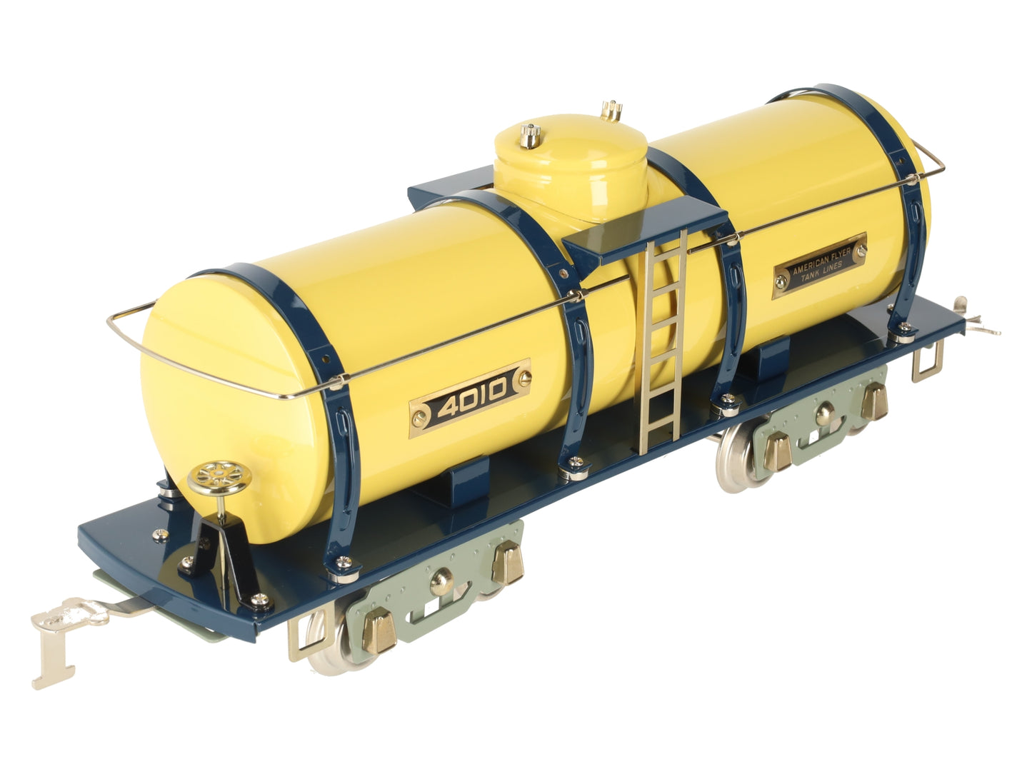 MTH 11-30092 O Gauge American Flyer Tank Lines Yellow/Blue Tank Car #4010 LN/Box