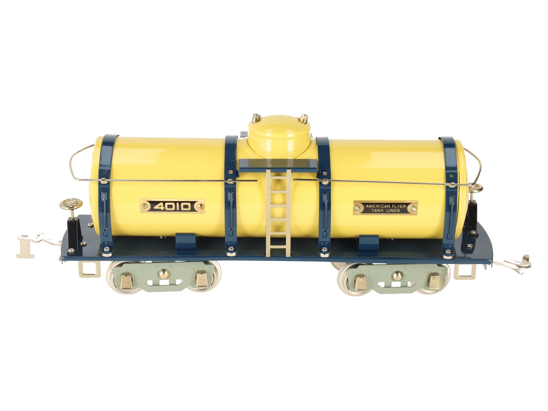 MTH 11-30092 O Gauge American Flyer Tank Lines Yellow/Blue Tank Car #4010 LN/Box