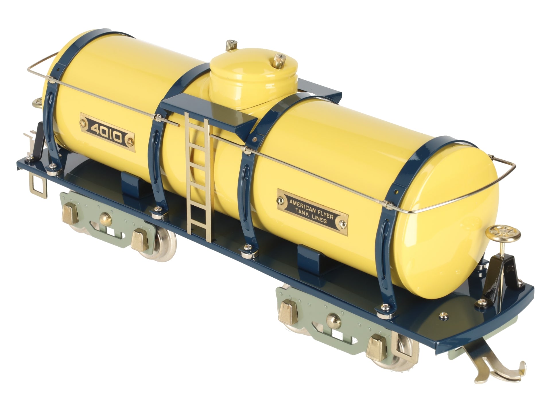MTH 11-30092 O Gauge American Flyer Tank Lines Yellow/Blue Tank Car #4010 LN/Box