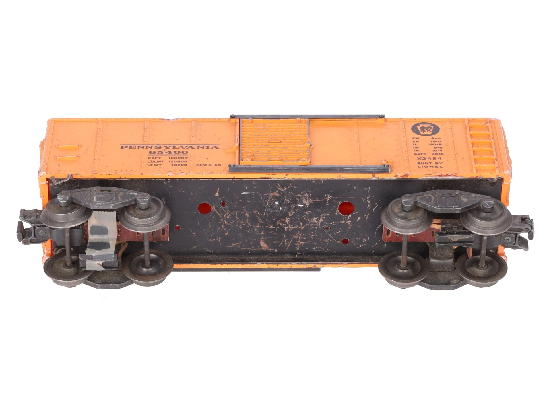Lionel X2454 Vintage O Pennsylvania Railroad Boxcar w/ Orange Door - 1946 VG