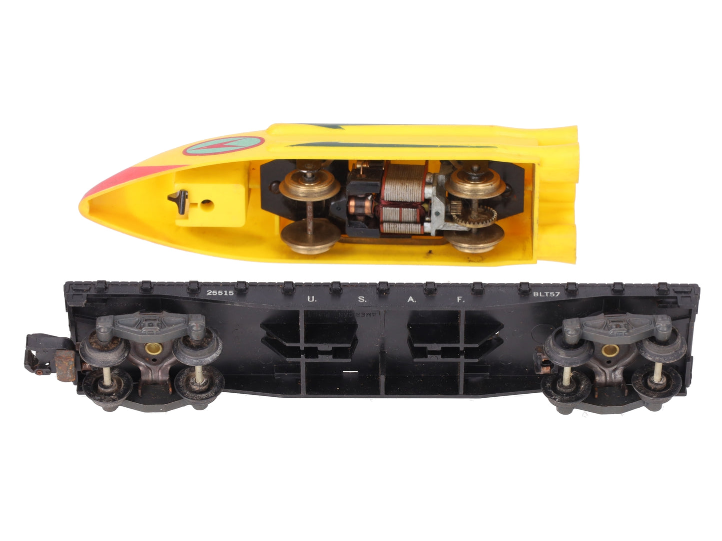 American Flyer 25515 Vintage S U.S.A.F. Flatcar with Motorized Rocket Sled VG