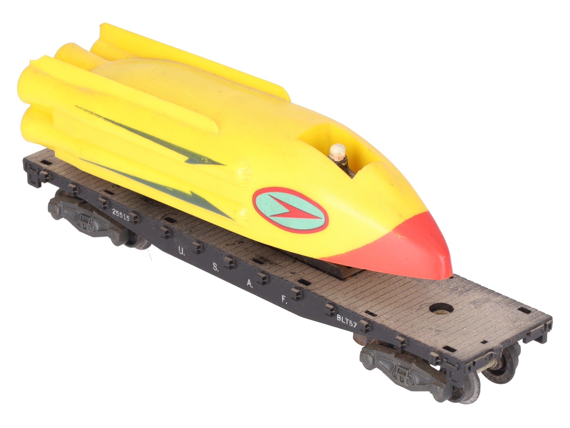 American Flyer 25515 Vintage S U.S.A.F. Flatcar with Motorized Rocket Sled VG