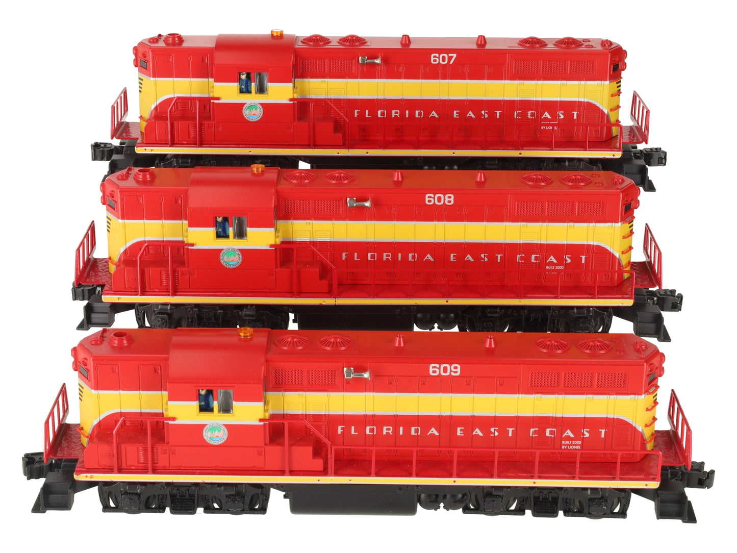 Lionel 6-28509 O Gauge FEC GP7 Triple Lashup Diesel Locomotive Set #607/608/609 VG