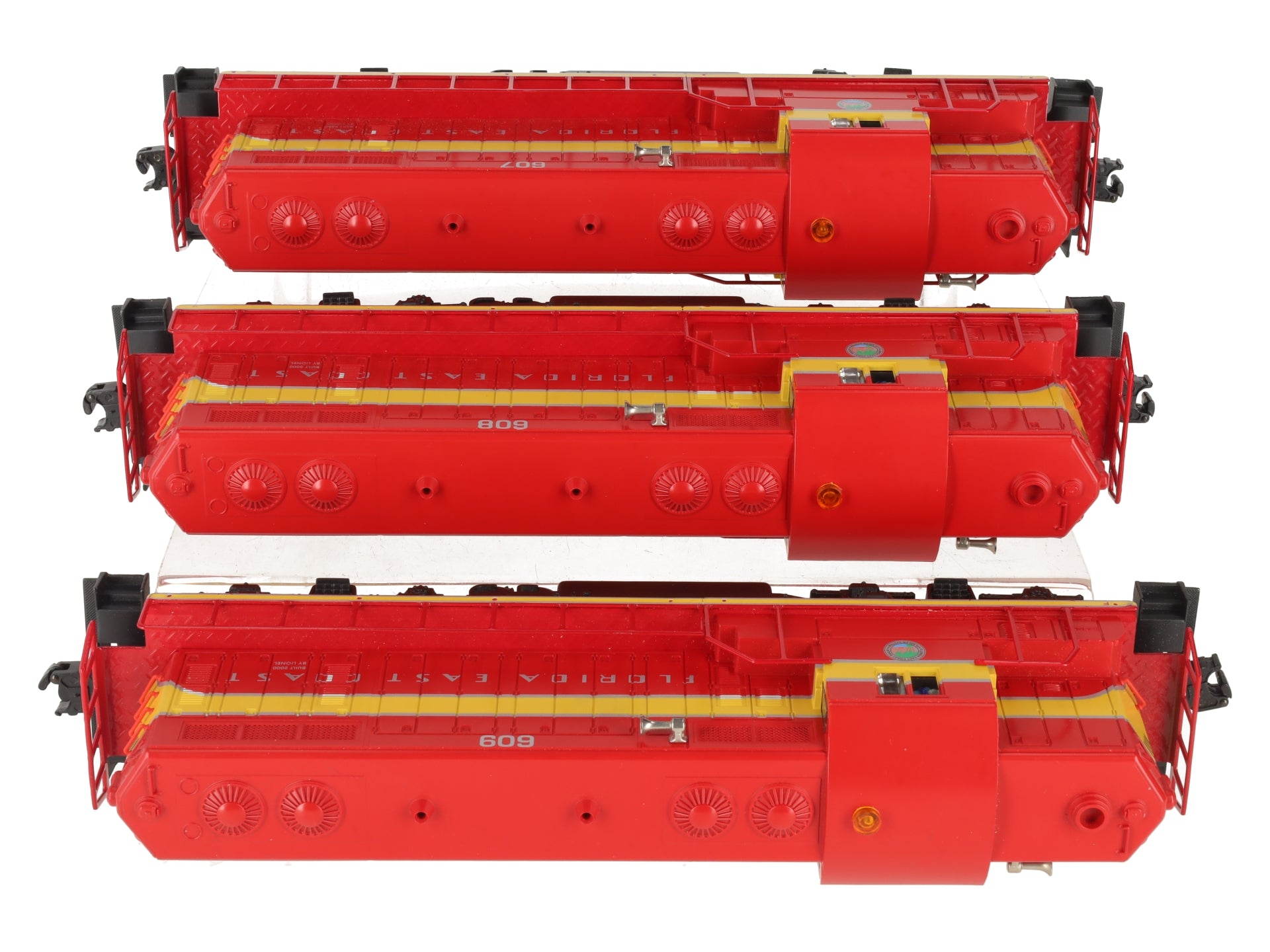 Lionel 6-28509 O Gauge FEC GP7 Triple Lashup Diesel Locomotive Set #607/608/609 VG