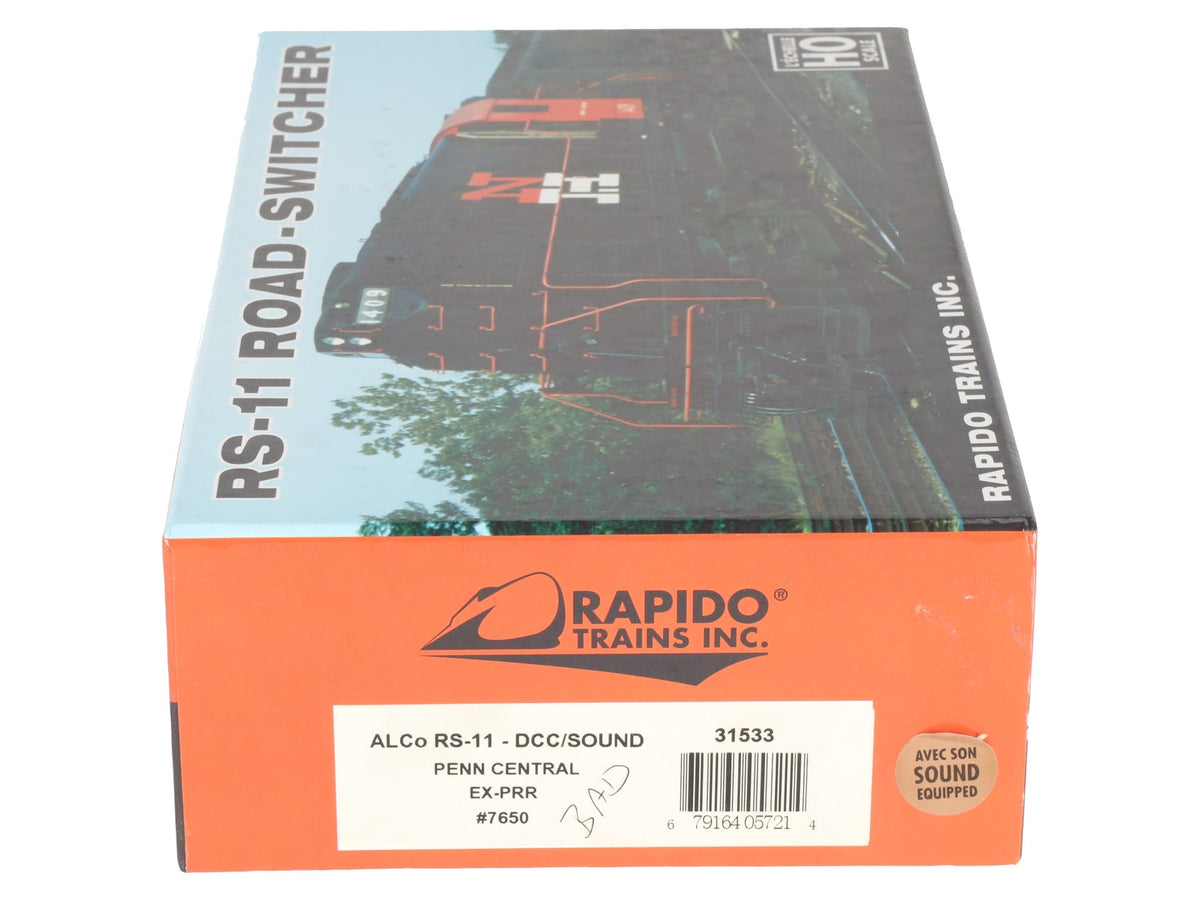 Rapido Trains 31533 HO Penn Central Alco RS-11 Diesel Locomotive #7650 VG/Box