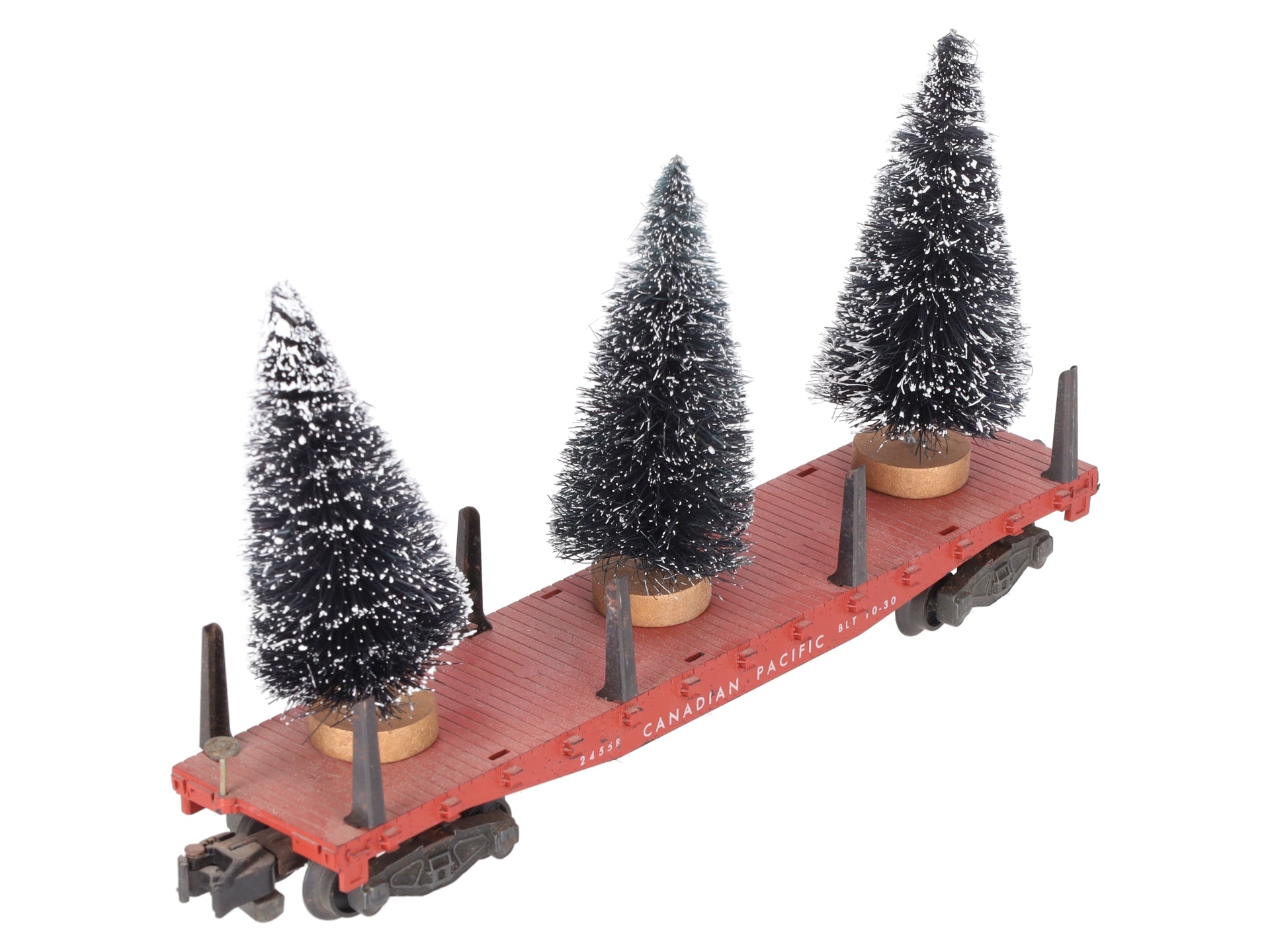 American Flyer 24558 Vintage S Canadian Pacific Flatcar w/ Christmas Trees VG