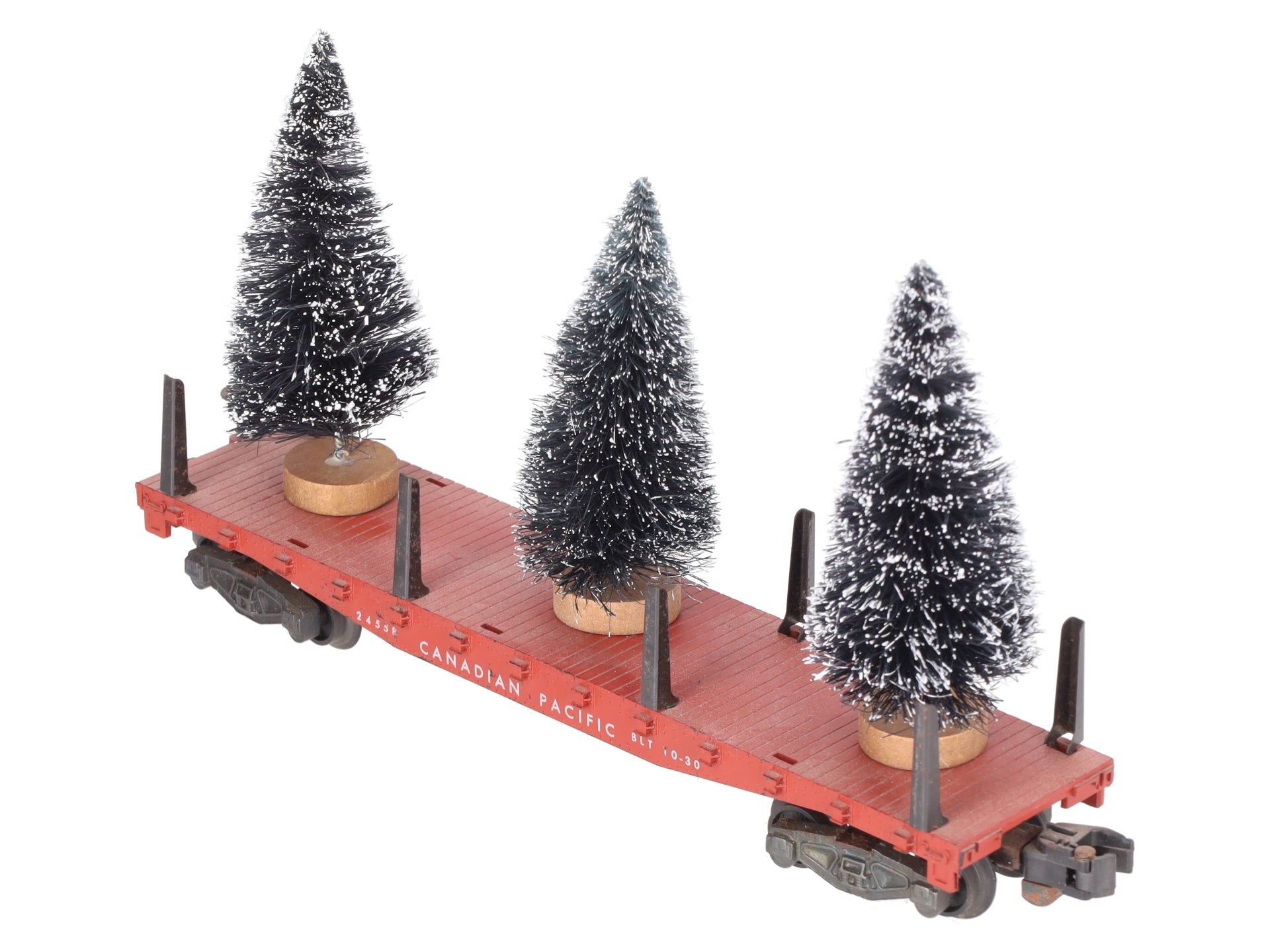 American Flyer 24558 Vintage S Canadian Pacific Flatcar w/ Christmas Trees VG