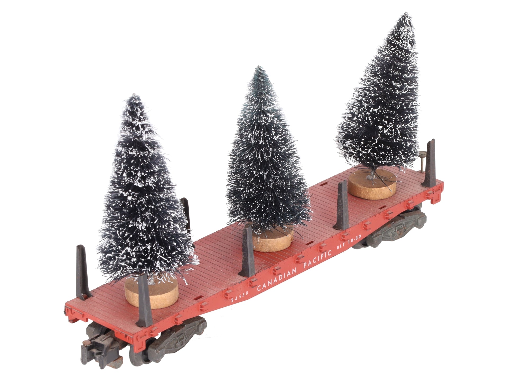 American Flyer 24558 Vintage S Canadian Pacific Flatcar w/ Christmas Trees VG