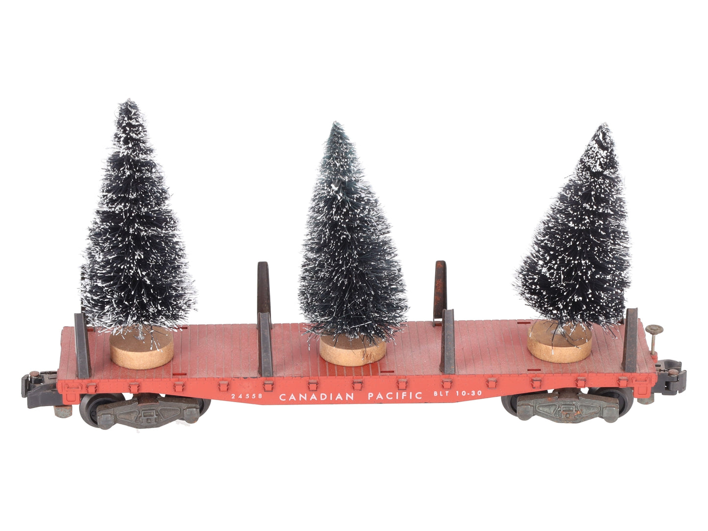 American Flyer 24558 Vintage S Canadian Pacific Flatcar w/ Christmas Trees VG