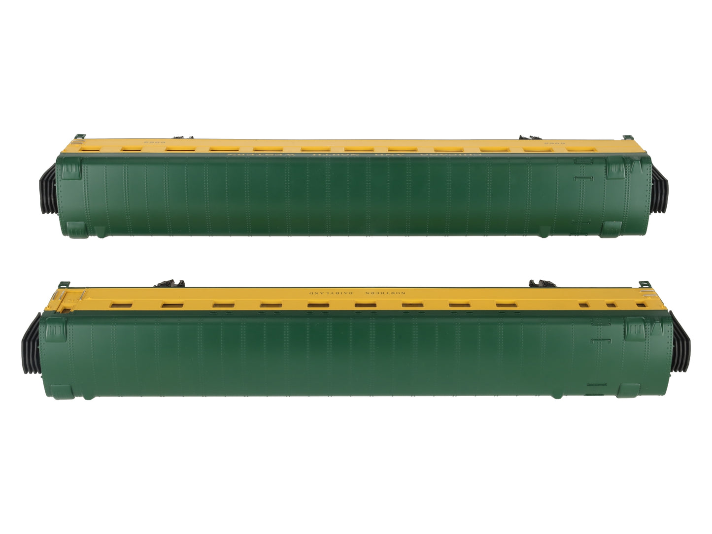 MTH 20-6691 O CNW 70' Streamlined Slpr/Diner Passenger Car Set (Set of 2) EX/Box