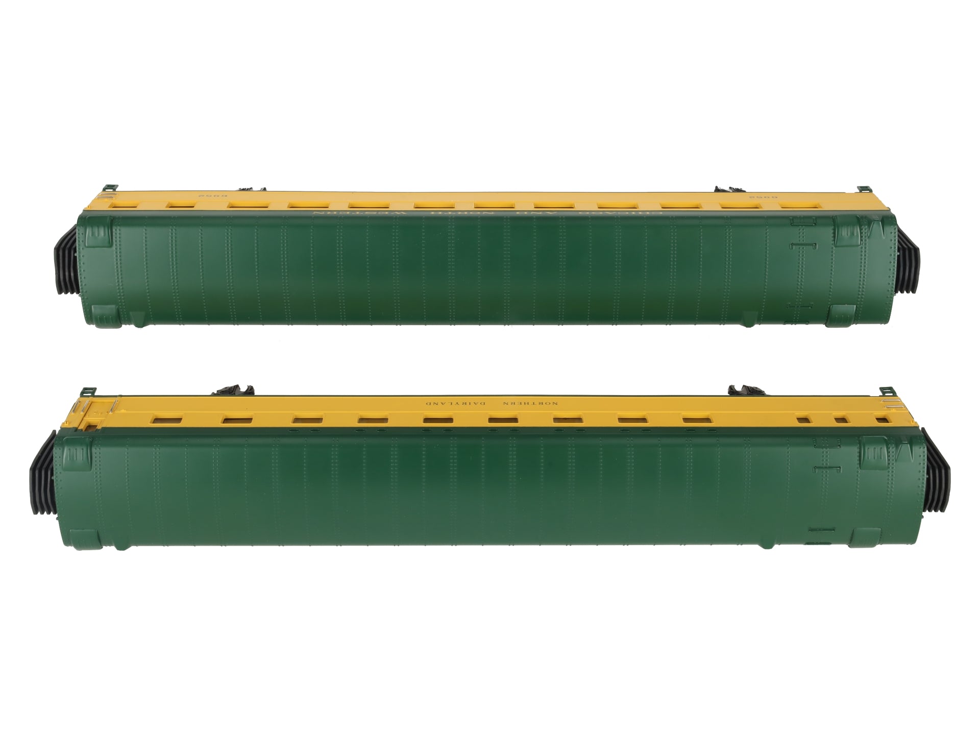 MTH 20-6691 O CNW 70' Streamlined Slpr/Diner Passenger Car Set (Set of 2) EX/Box