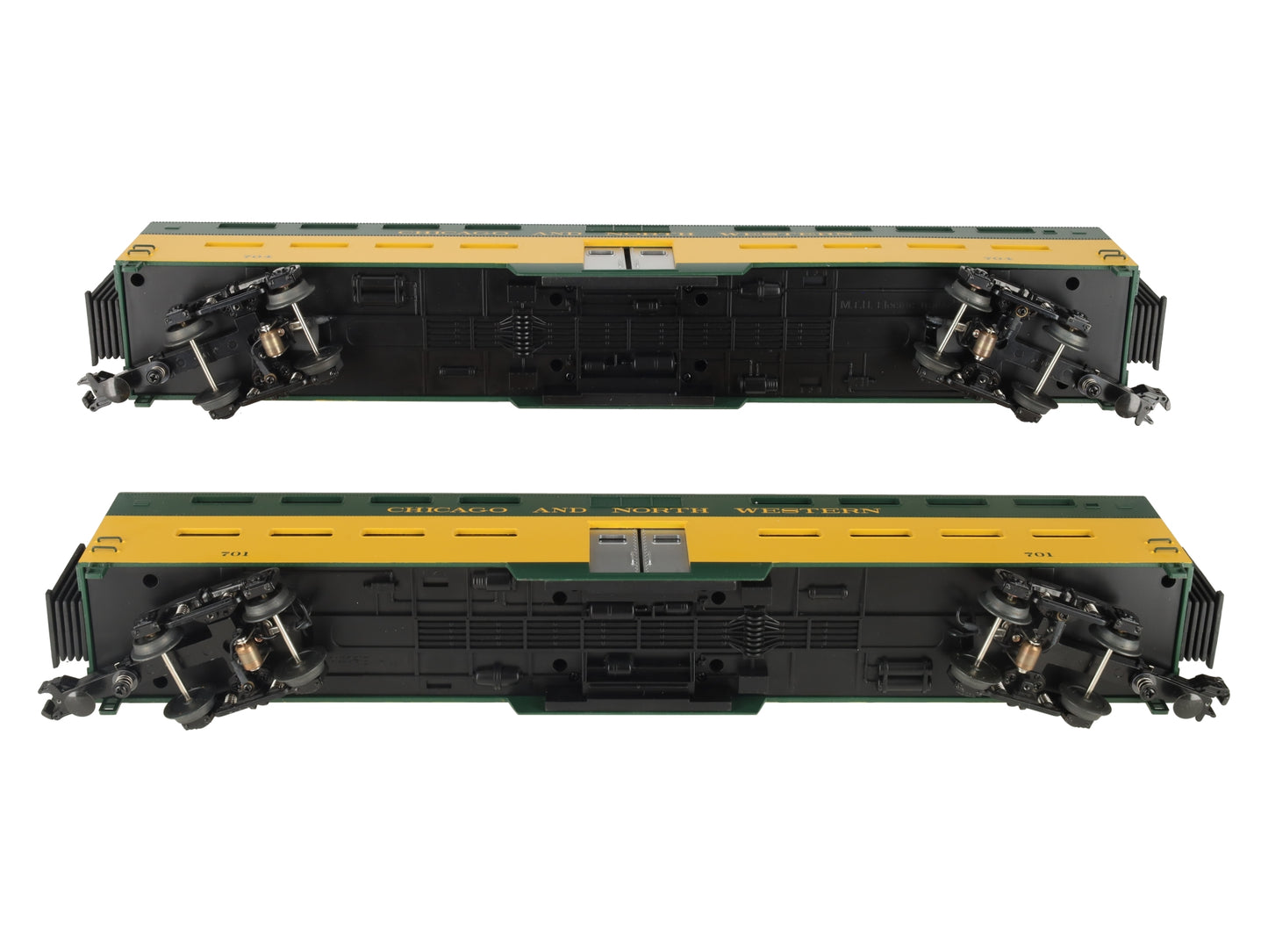 MTH 20-6658 O Gauge Chicago NorthWestern 70' Bi-Level Passenger Cars (Set of 2) EX/Box