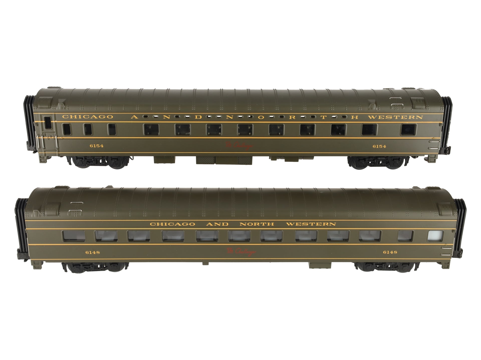 MTH 20-6636 O Gauge C&NW 70' Streamlined Sleeper/Diner Passenger Car Set LN/Box