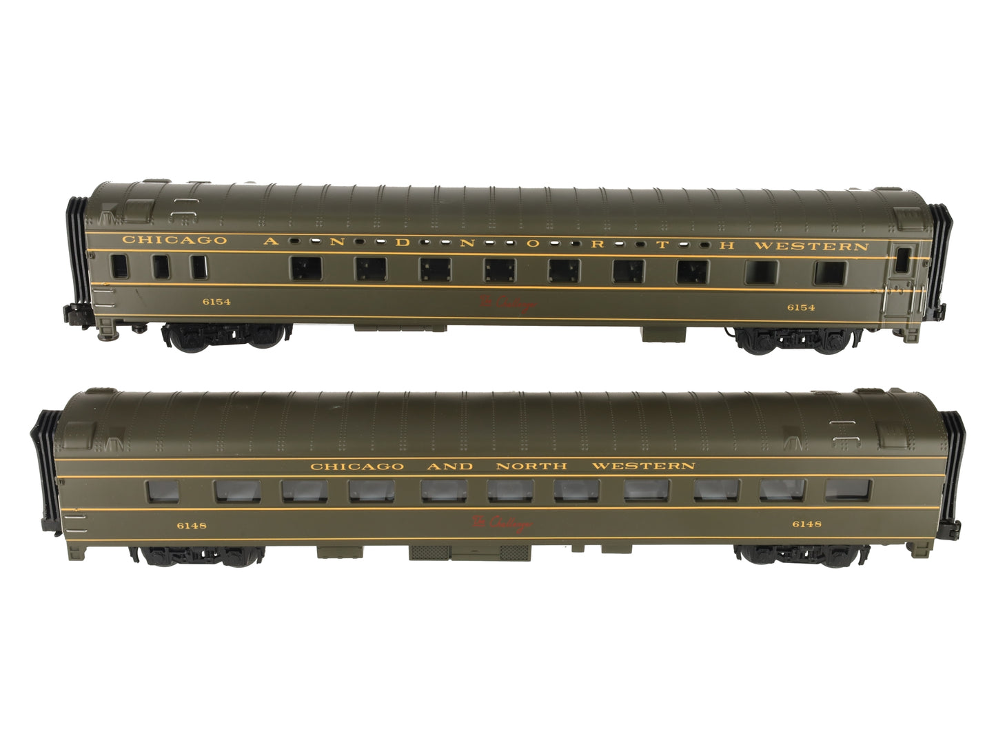 MTH 20-6636 O Gauge C&NW 70' Streamlined Sleeper/Diner Passenger Car Set LN/Box