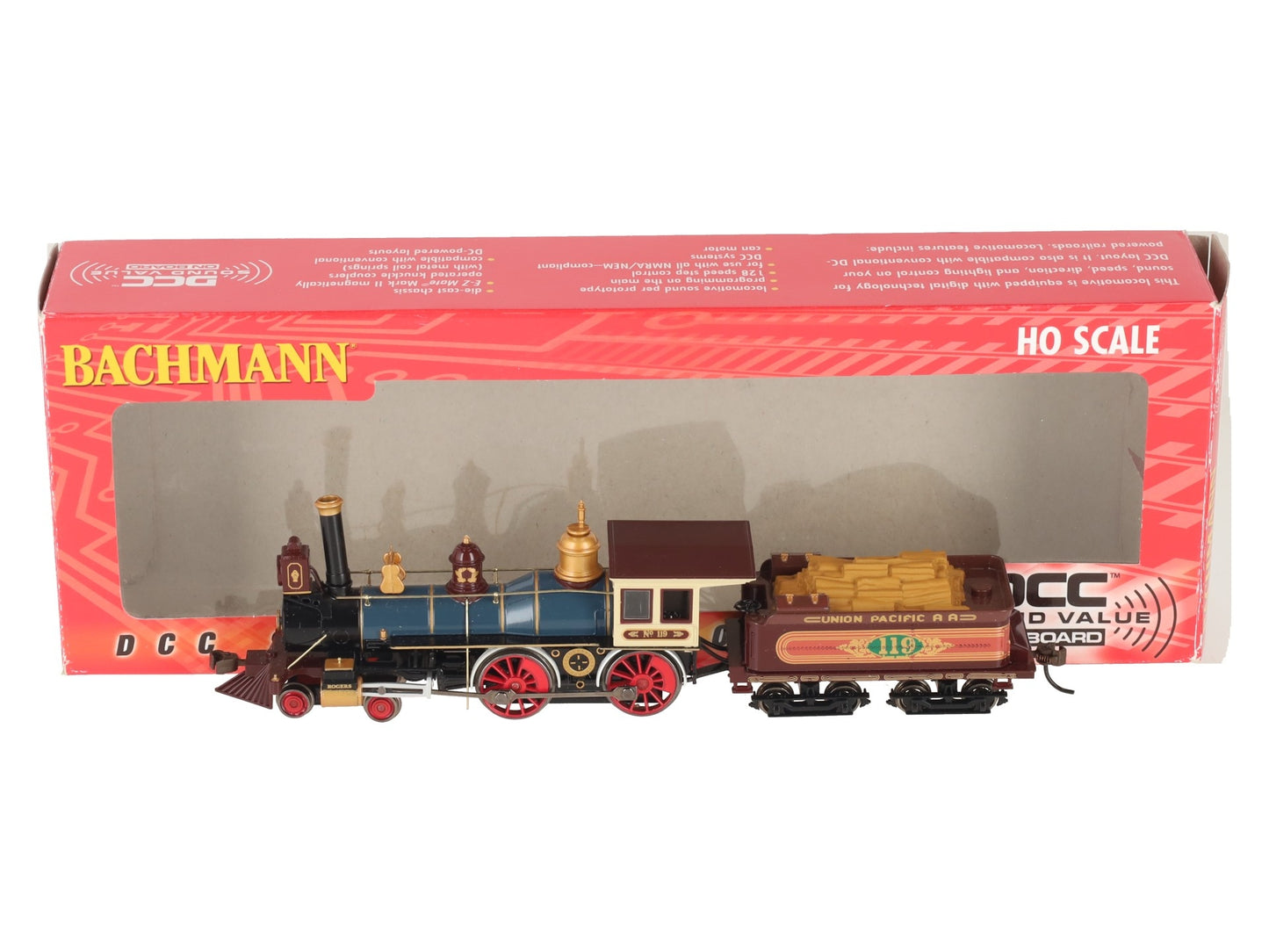 Bachmann 52701 HO Union Pacific 4-4-0 Steam Loco & Tender #119 w Sound & DCC EX/Box