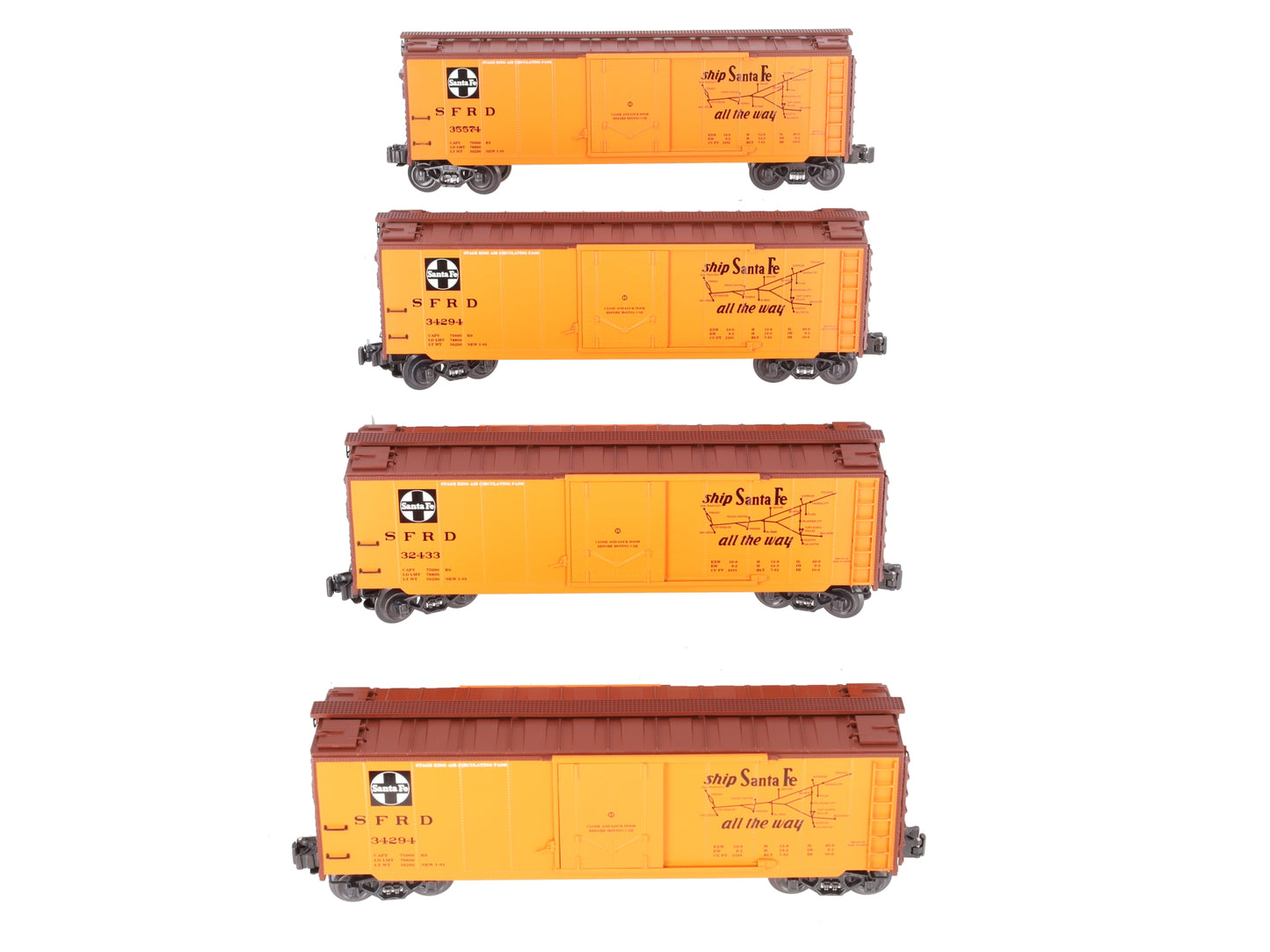 K-Line K766-1055A O-Gauge ATSF Super Chief Map Series Reefer Cars [4] LN/Box