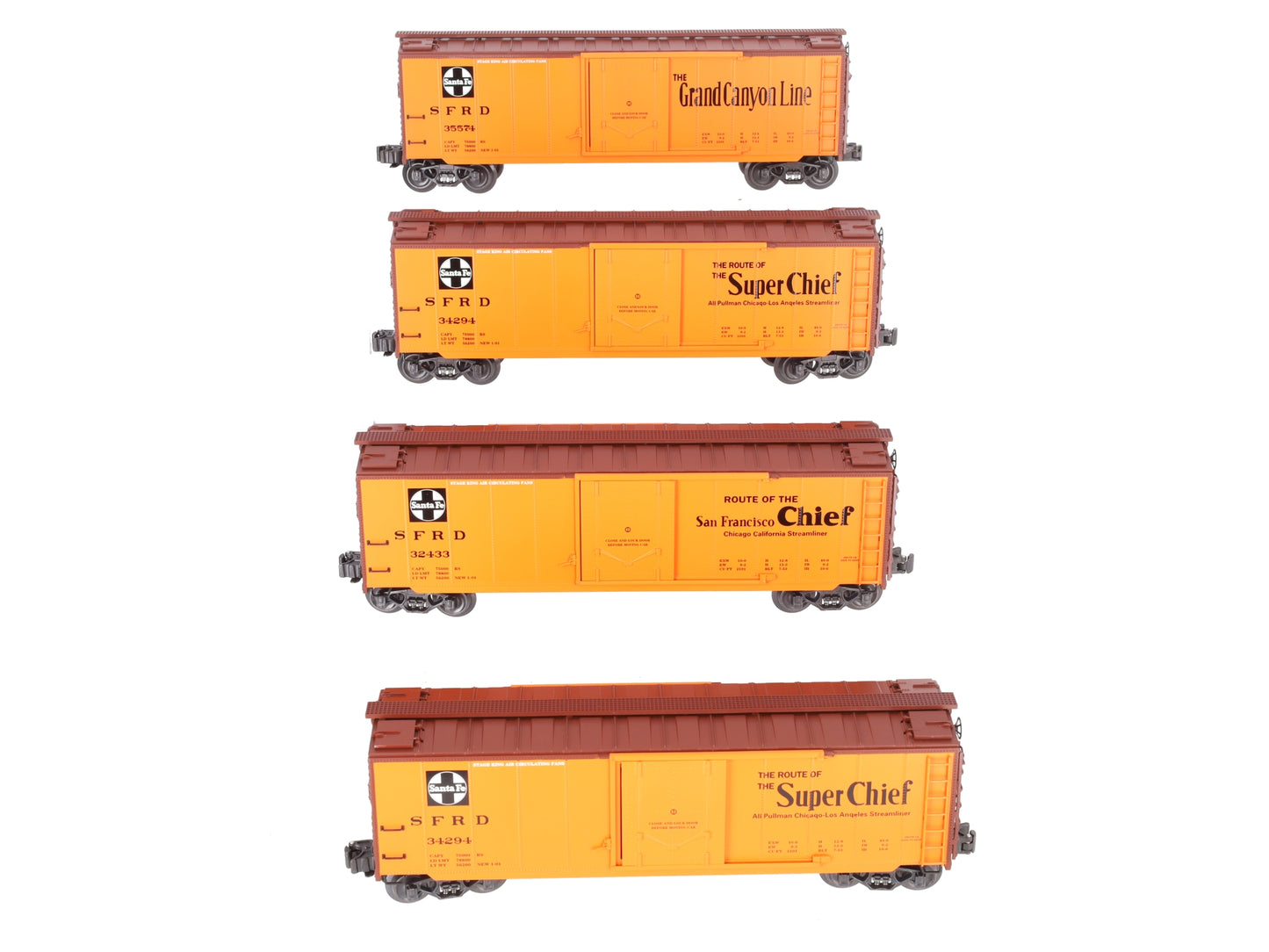 K-Line K766-1055A O-Gauge ATSF Super Chief Map Series Reefer Cars [4] LN/Box