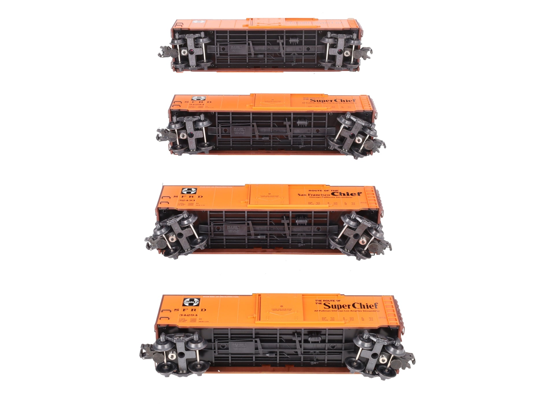 K-Line K766-1055A O-Gauge ATSF Super Chief Map Series Reefer Cars [4] LN/Box