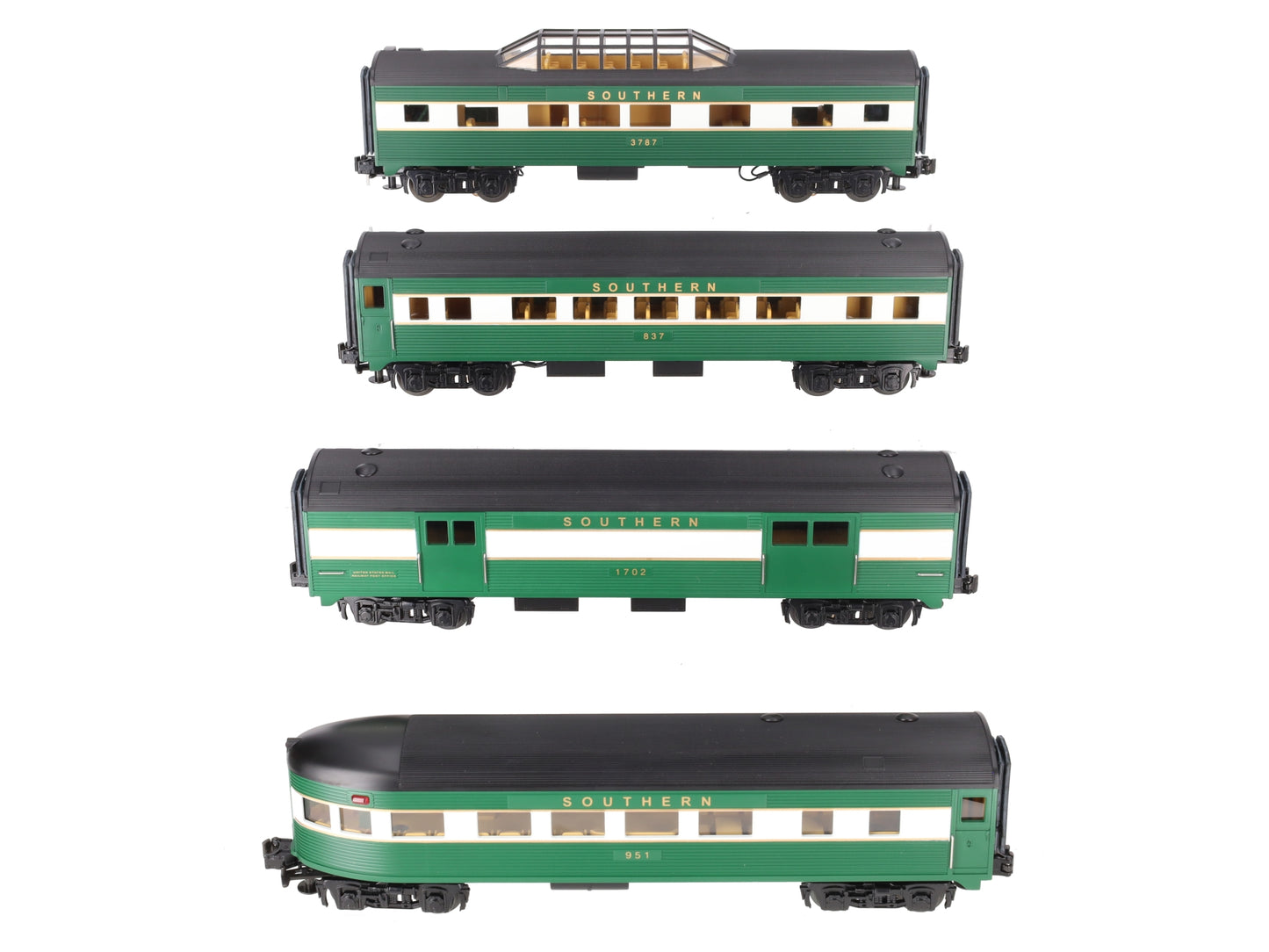 MTH 30-6123 O Southern RailKing Streamlined Passenger Set (Set of 4) EX/Box