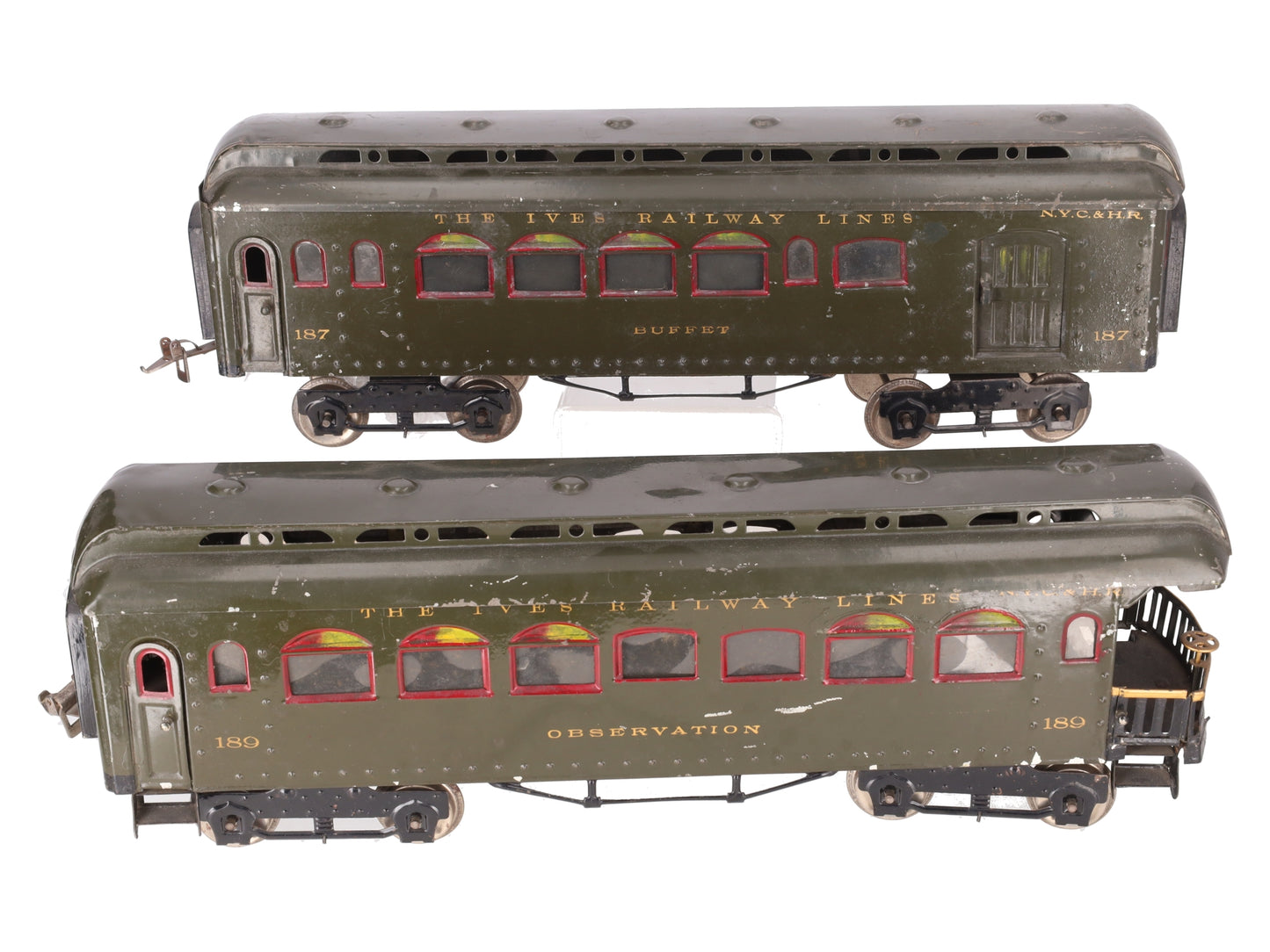 Ives 187/189 Vintage Standard Gauge The Ives Railway Tinplate Passenger Cars [2] VG