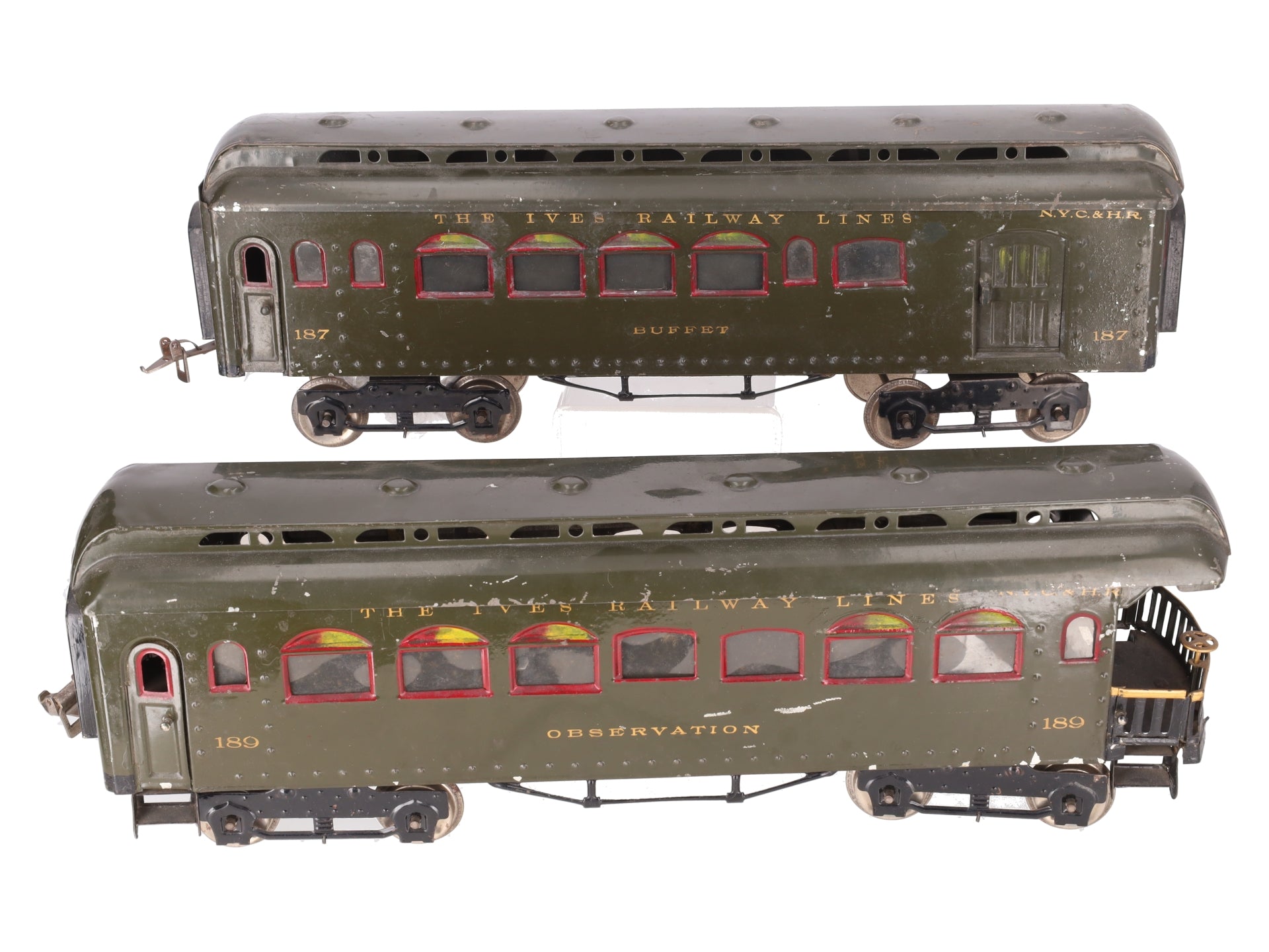 Ives 187/189 Vintage Standard Gauge The Ives Railway Tinplate Passenger Cars [2] VG