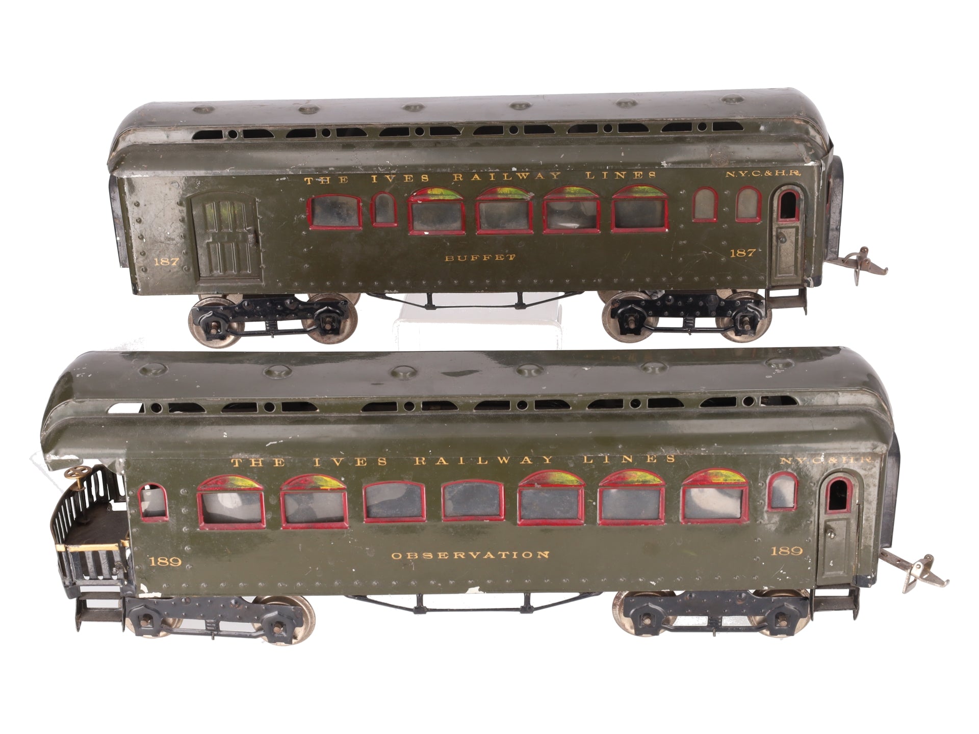 Ives 187/189 Vintage Standard Gauge The Ives Railway Tinplate Passenger Cars [2] VG