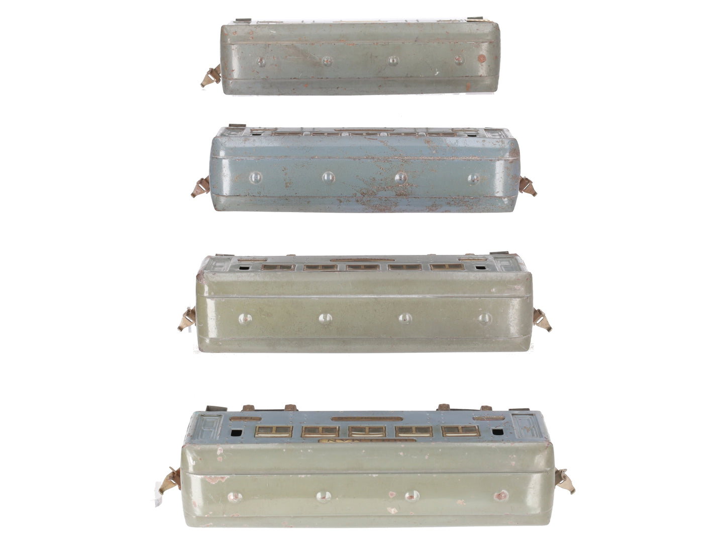 Ives 141/142 Vintage O Gray Pullman & Observation Passenger Cars [4] VG