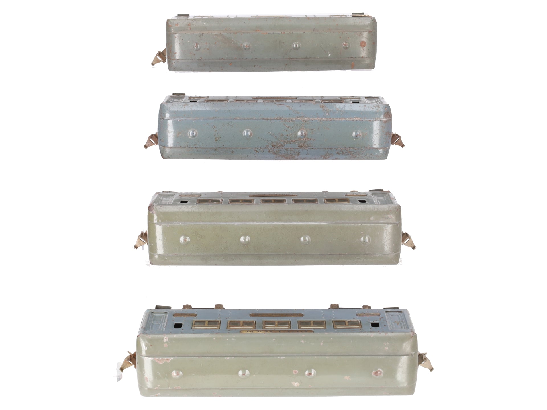 Ives 141/142 Vintage O Gray Pullman & Observation Passenger Cars [4] VG