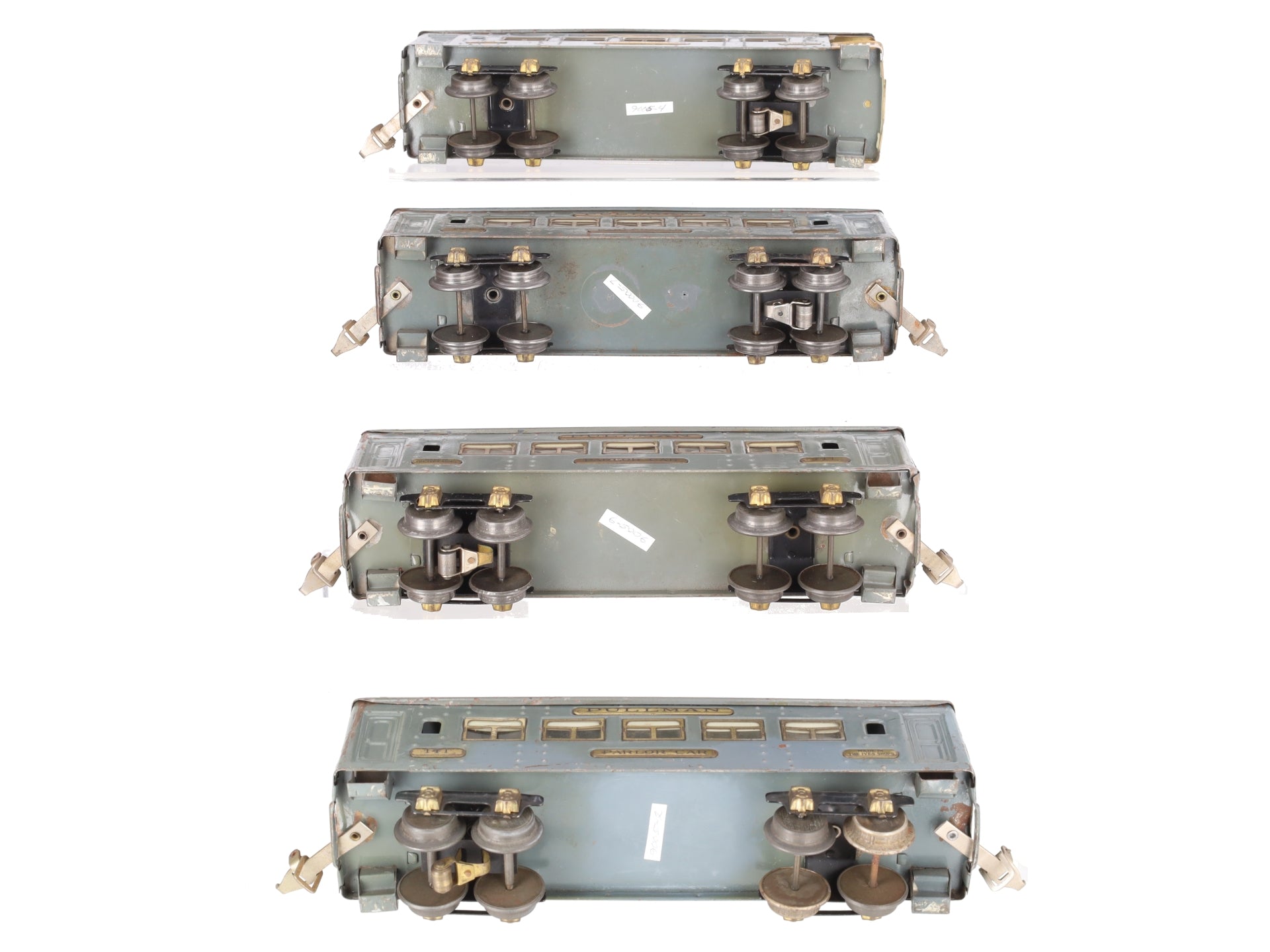 Ives 141/142 Vintage O Gray Pullman & Observation Passenger Cars [4] VG