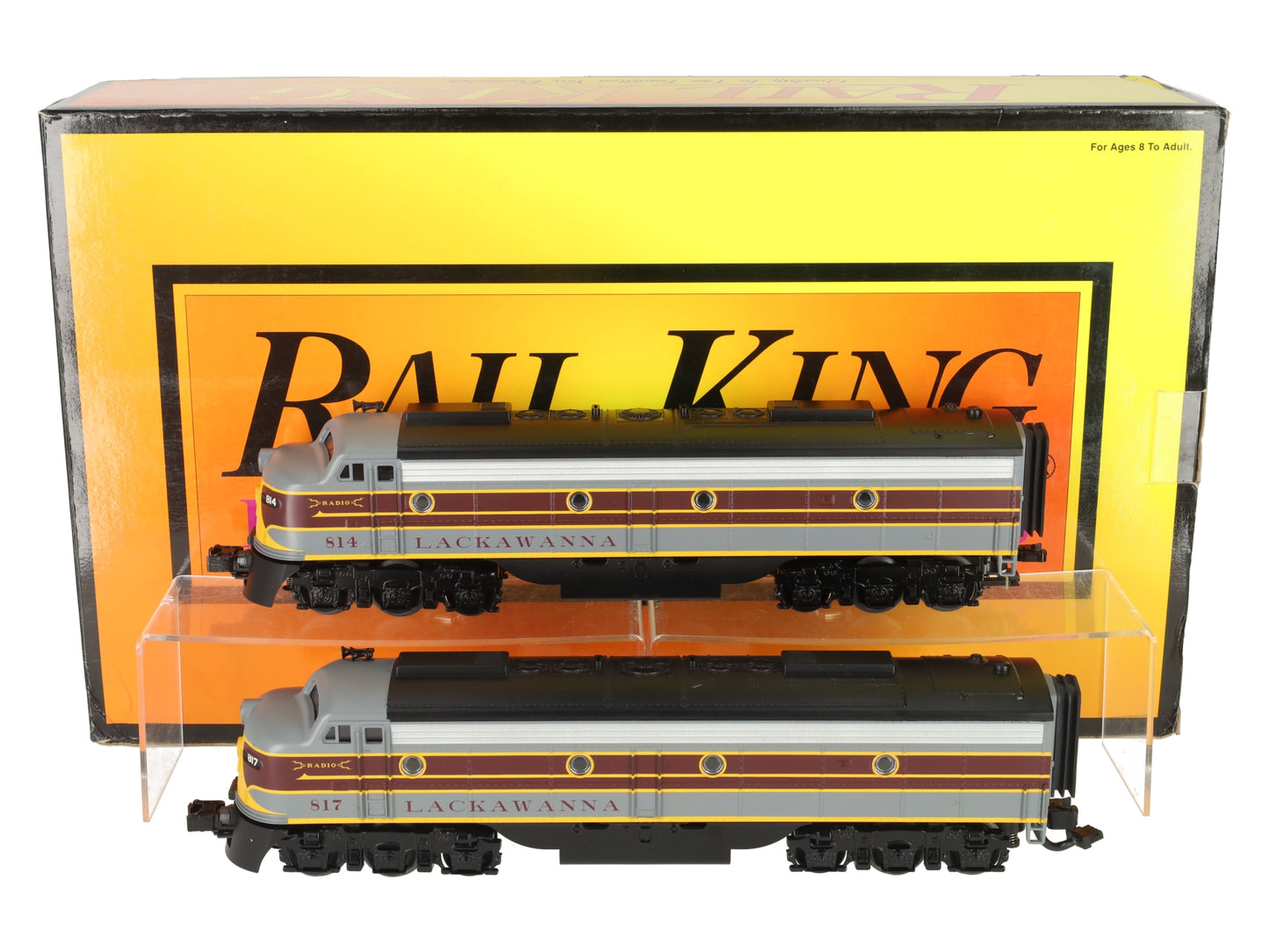 MTH 30-2450-1 O Gauge Lackawanna E-8 AA Diesel Engine Set w/PS 2.0 #814/817 LN/Box