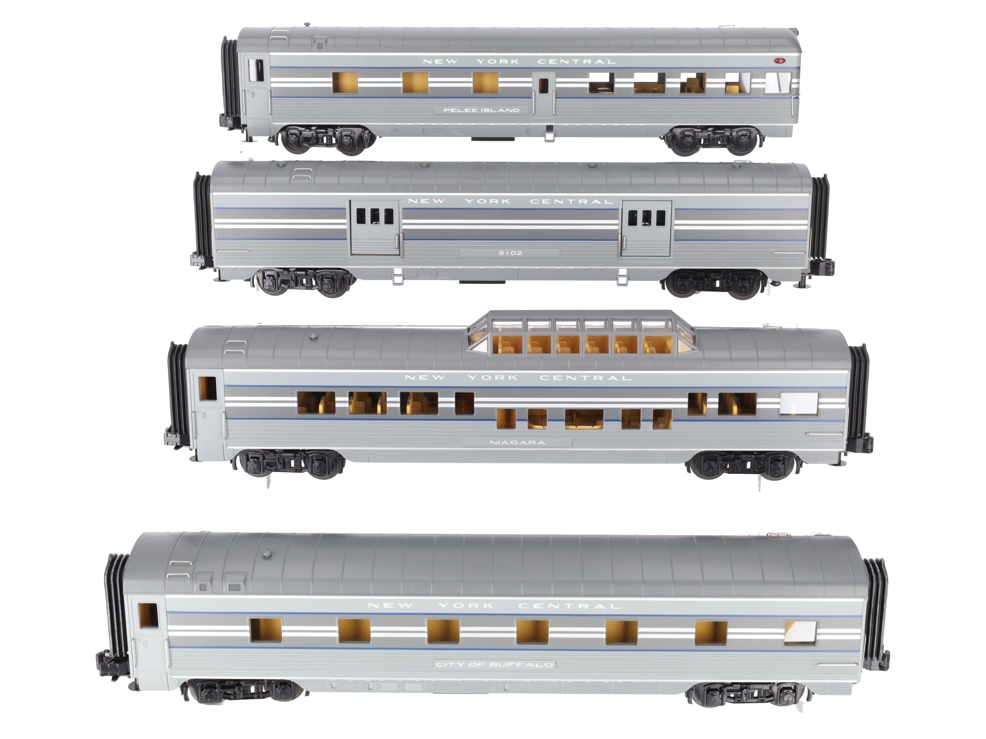 MTH 30-6782 O New York Central 60' Streamlined ABS Passenger Car Set (Set of 4) LN/Box