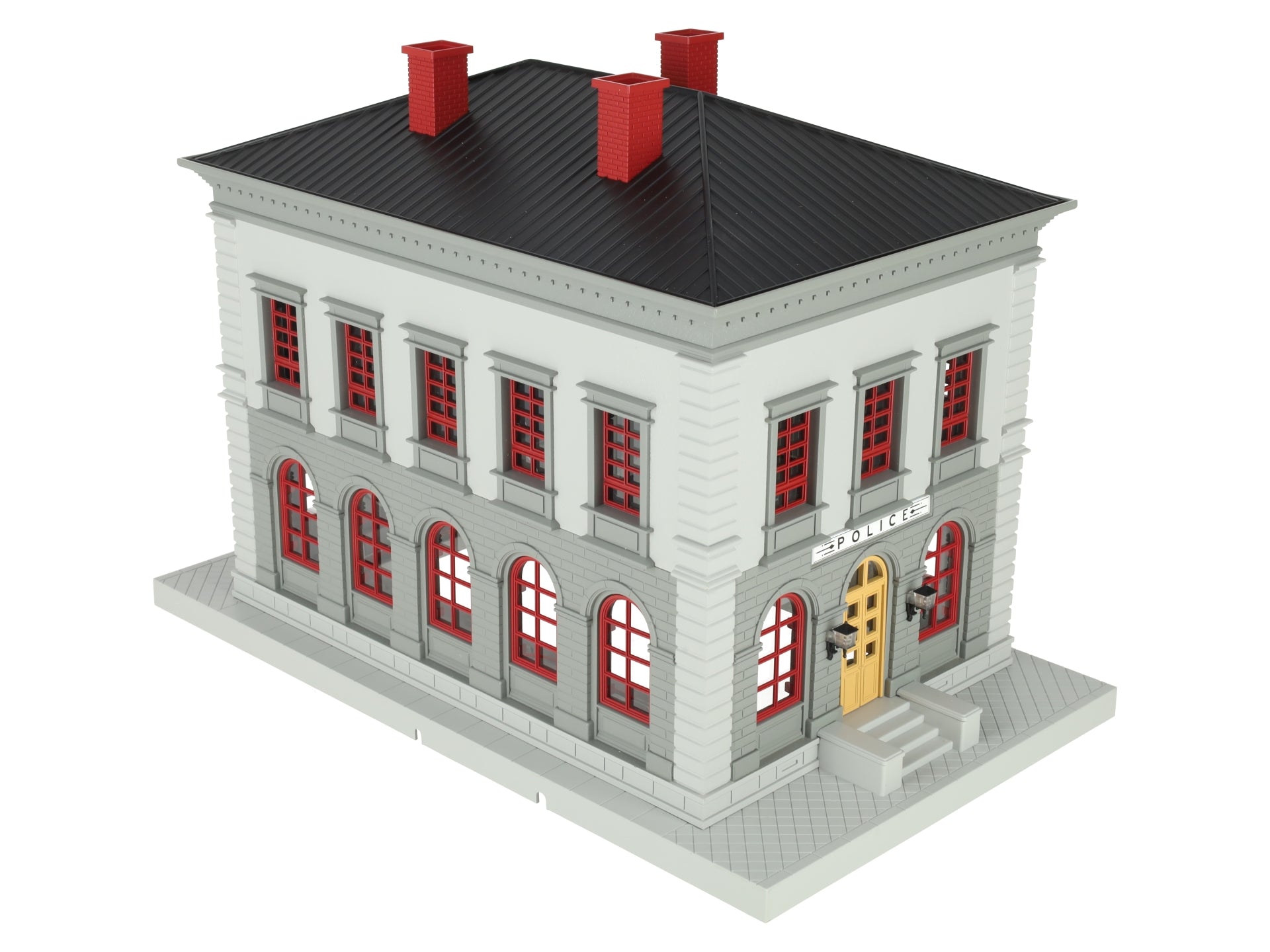 MTH 30-9099 O Gray & Maroon Police Station Assembled Building LN/Box
