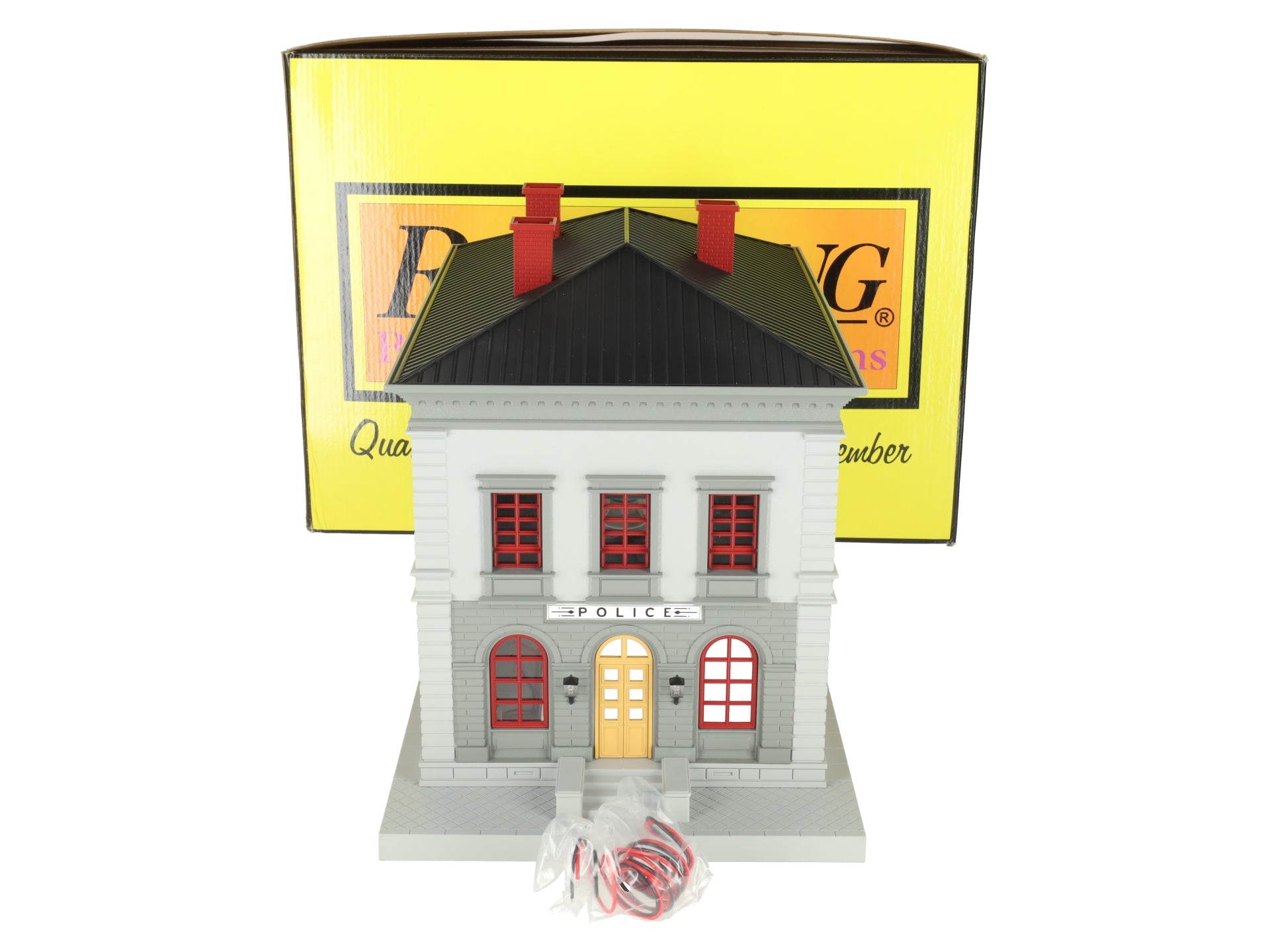 MTH 30-9099 O Gray & Maroon Police Station Assembled Building LN/Box