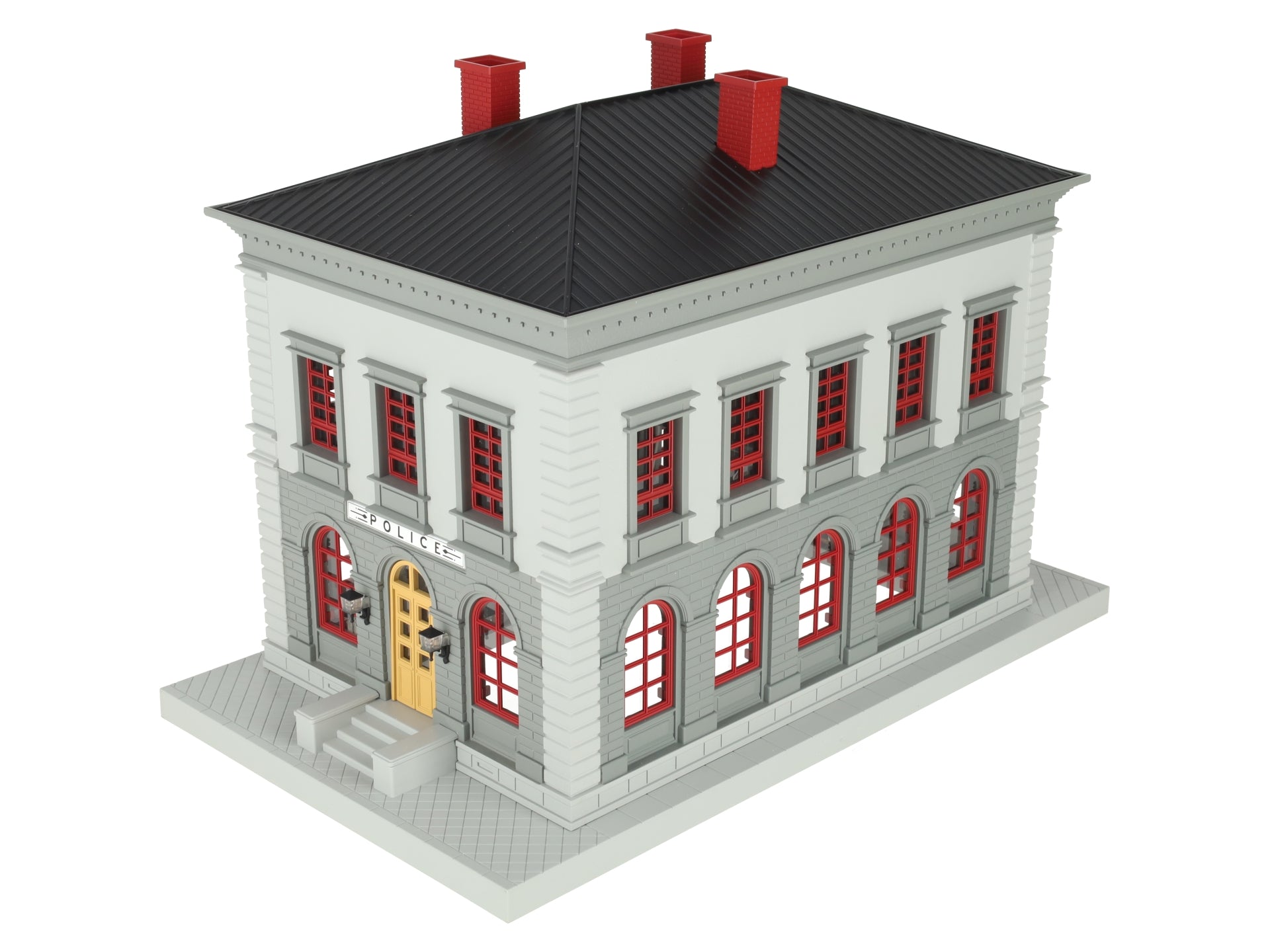 MTH 30-9099 O Gray & Maroon Police Station Assembled Building LN/Box
