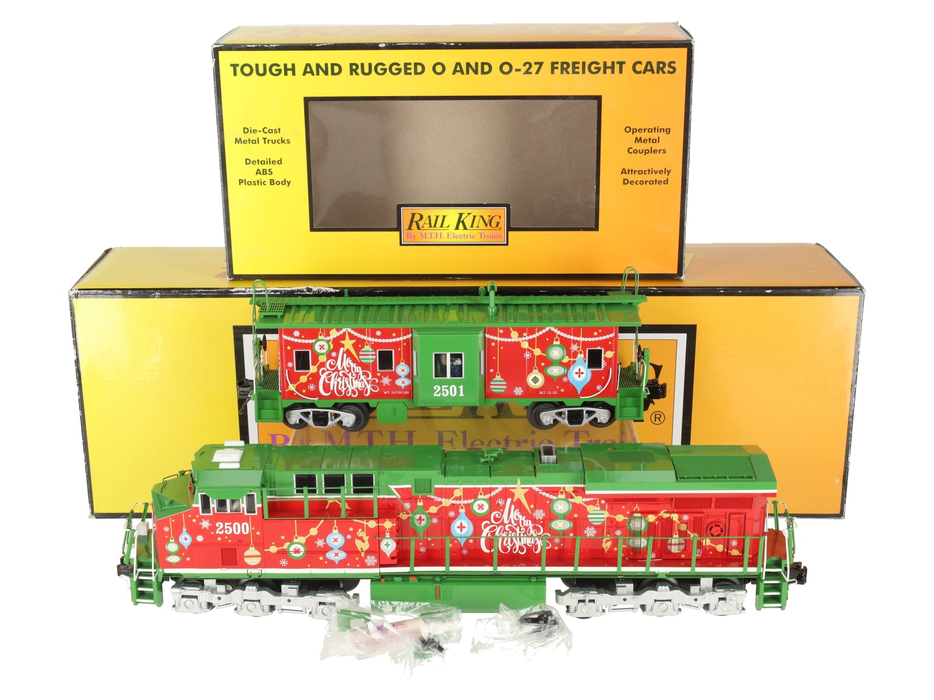 MTH 30-20757-1 O Gauge Christmas ES44AC Diesel & Caboose w/PS3 #2500/2501 EX/Box