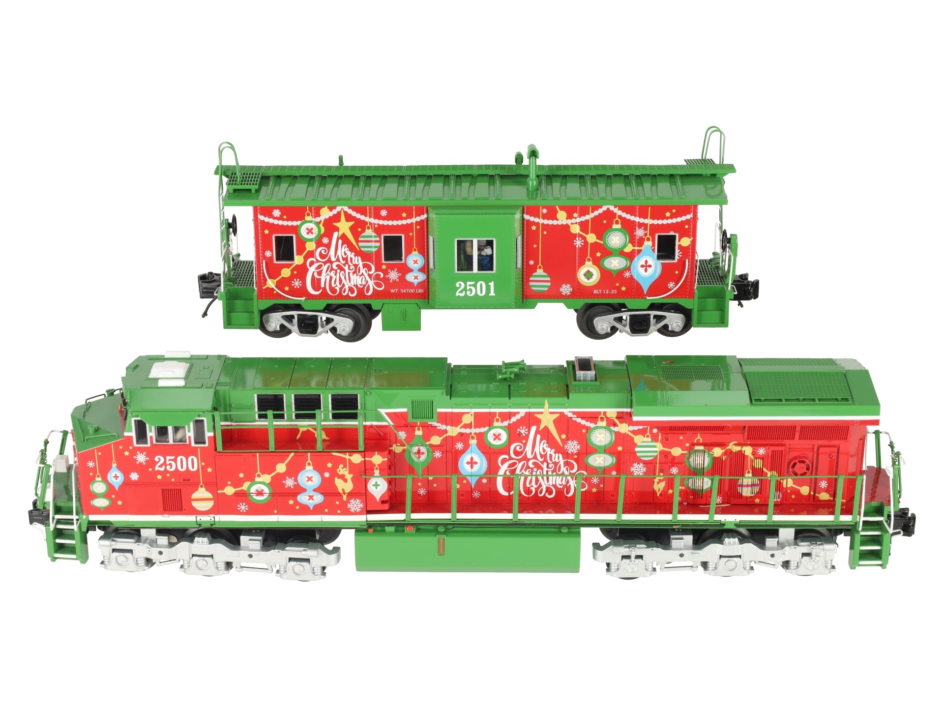 MTH 30-20757-1 O Gauge Christmas ES44AC Diesel & Caboose w/PS3 #2500/2501